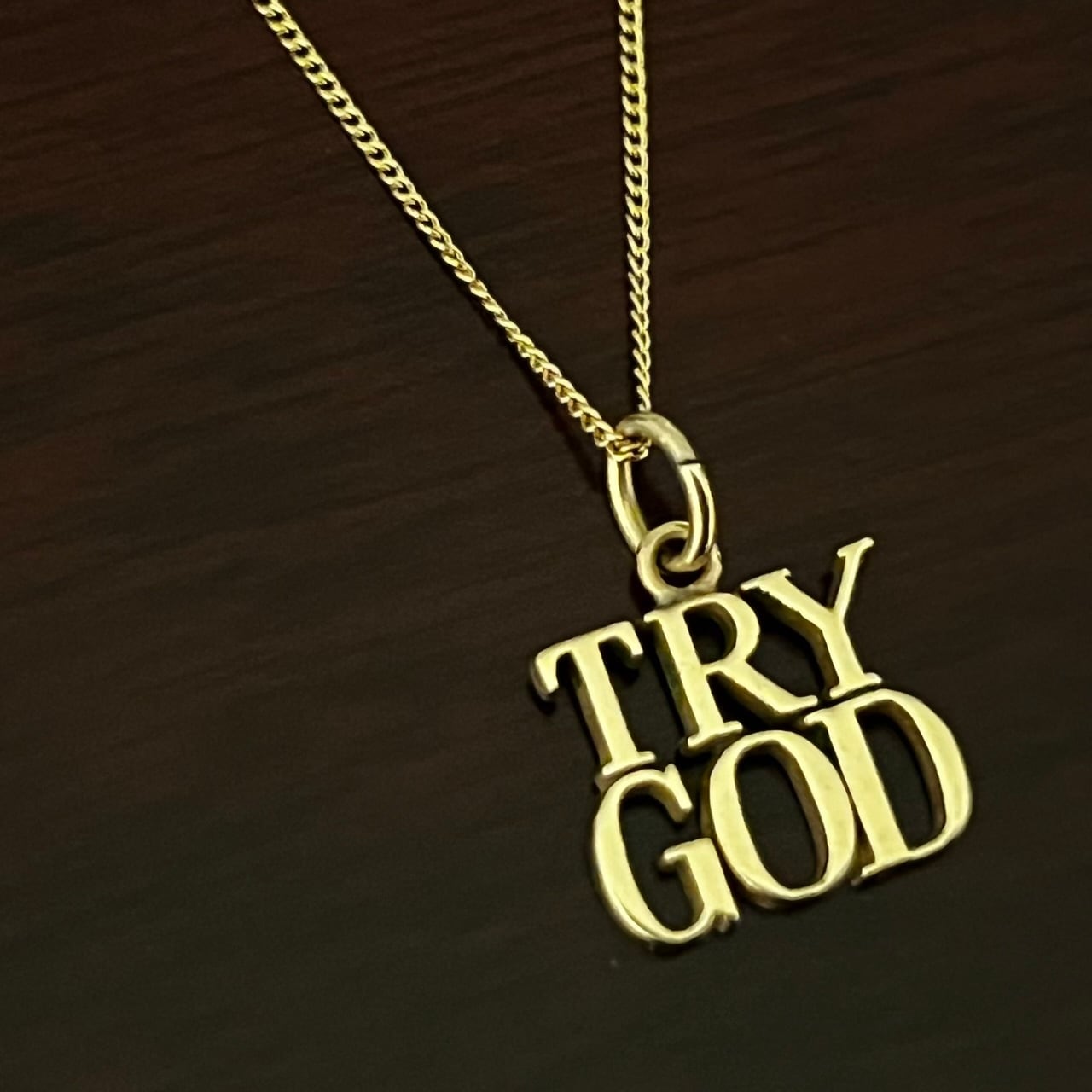 VINTAGE TIFFANY & CO. TRY GOD 14K Gold Charm Necklace