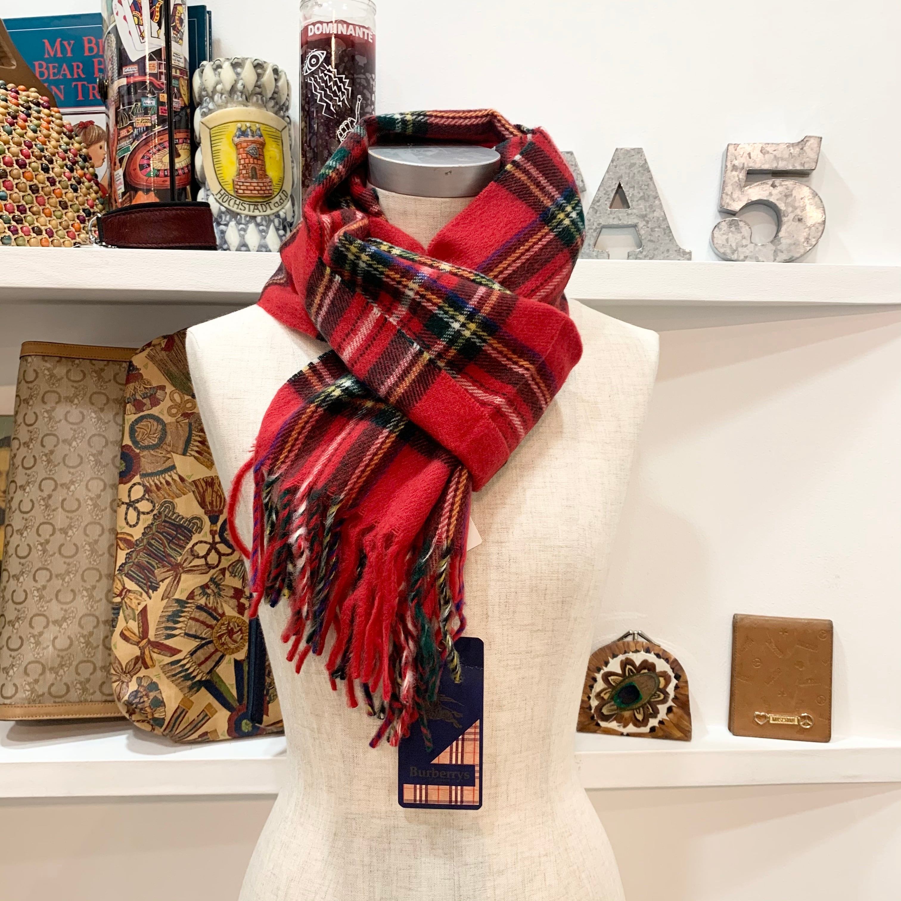 Burberry/muffler/check/red/バーバリー/マフラー/チェック柄/赤