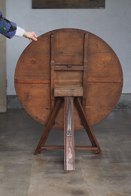 オークの丸テーブル-antique oak tilt top table | アンティーク