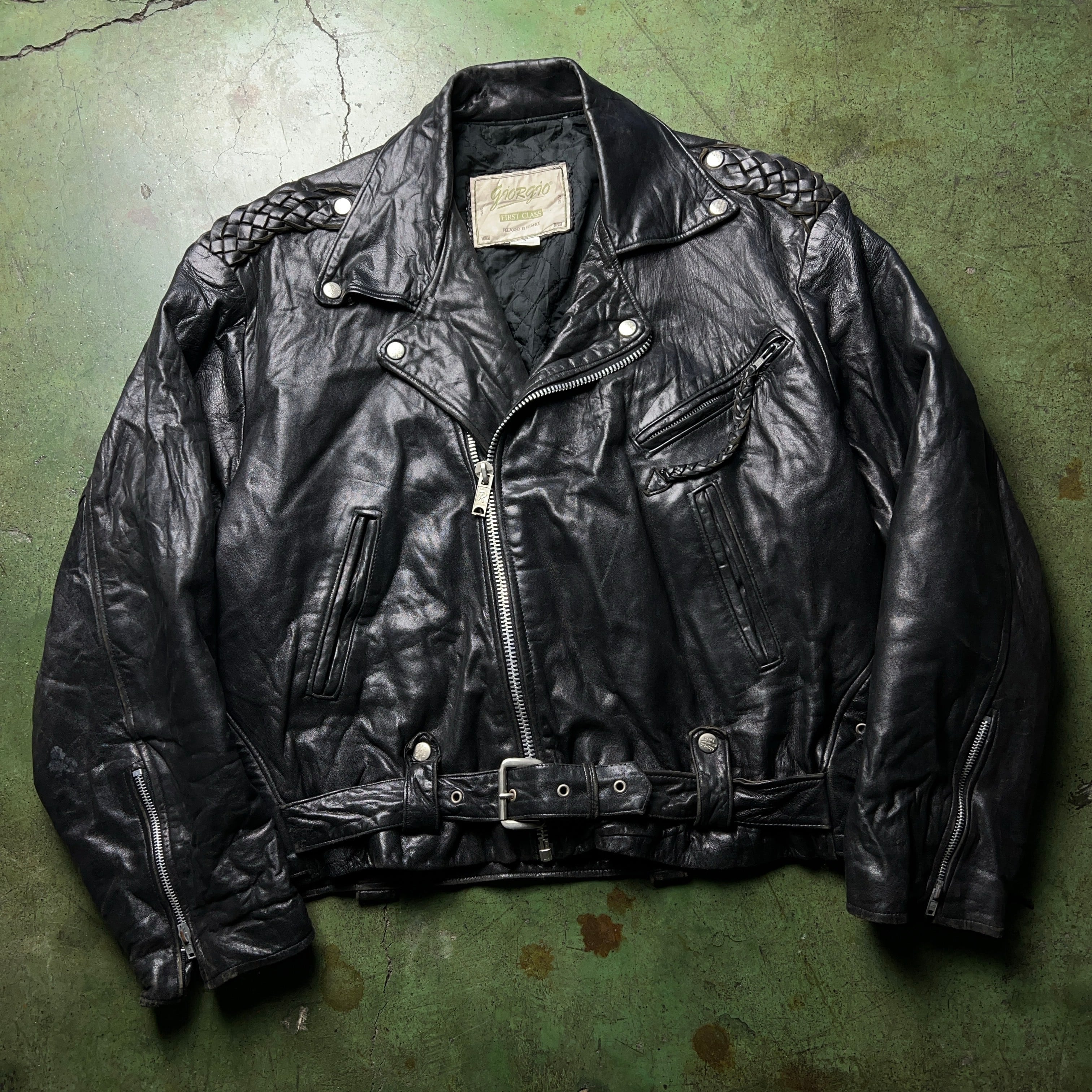 Lamb Leather Double Riders Jacket Black シープスキン ラムレザー