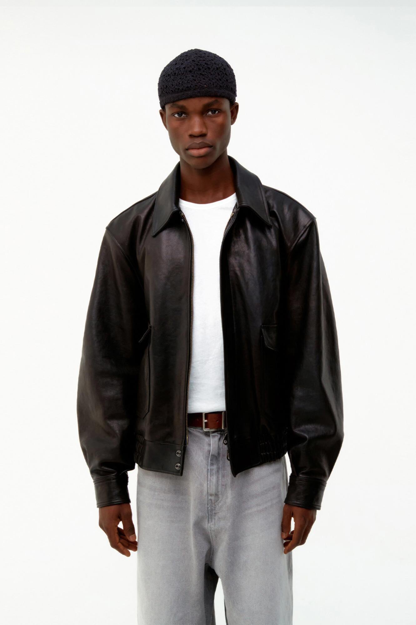 3/24発送 [COOR MEN] Vegetable Leather A-2 Jacket (Black) 正規品