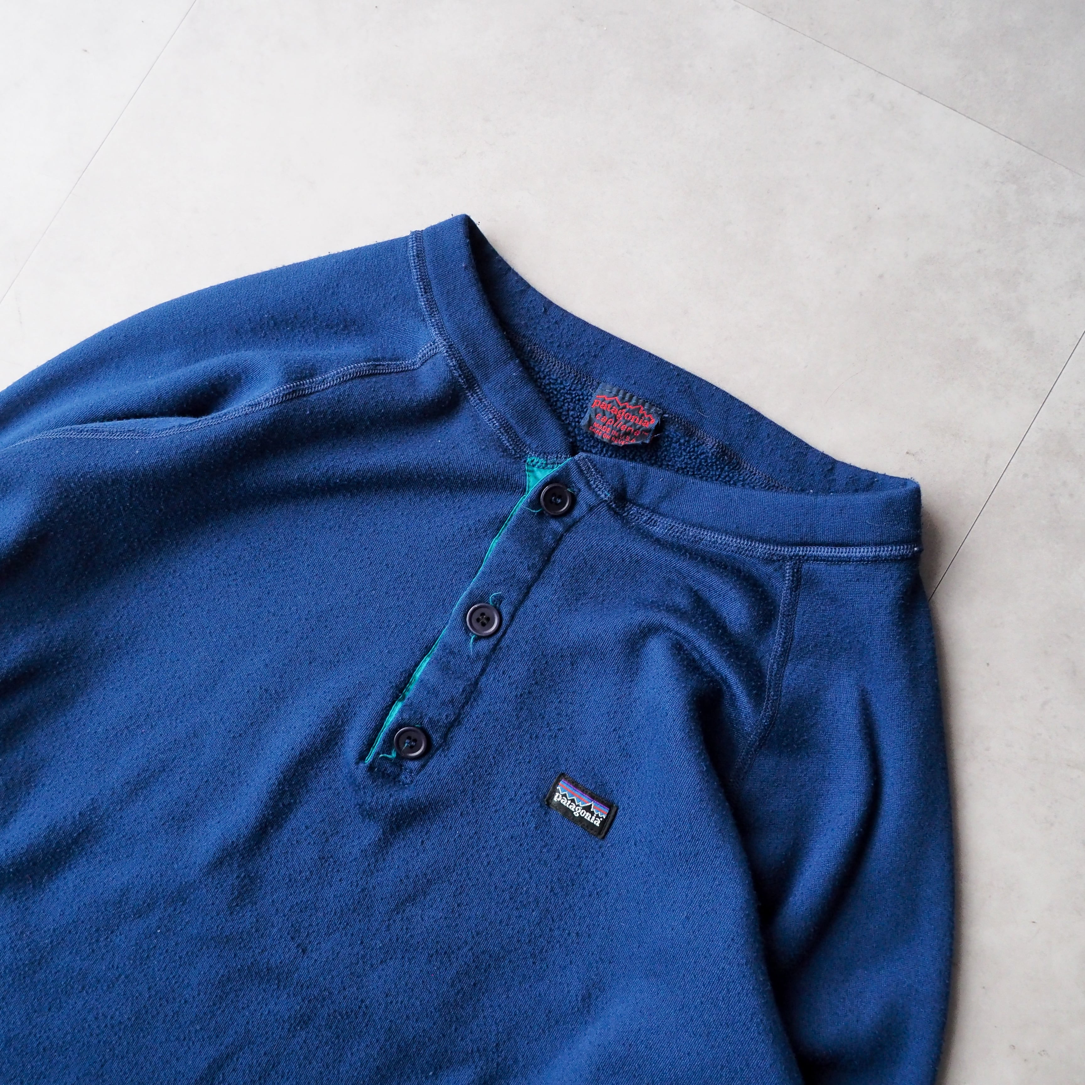80s “Patagonia” capilene henry neck fleece pullover shirt made in