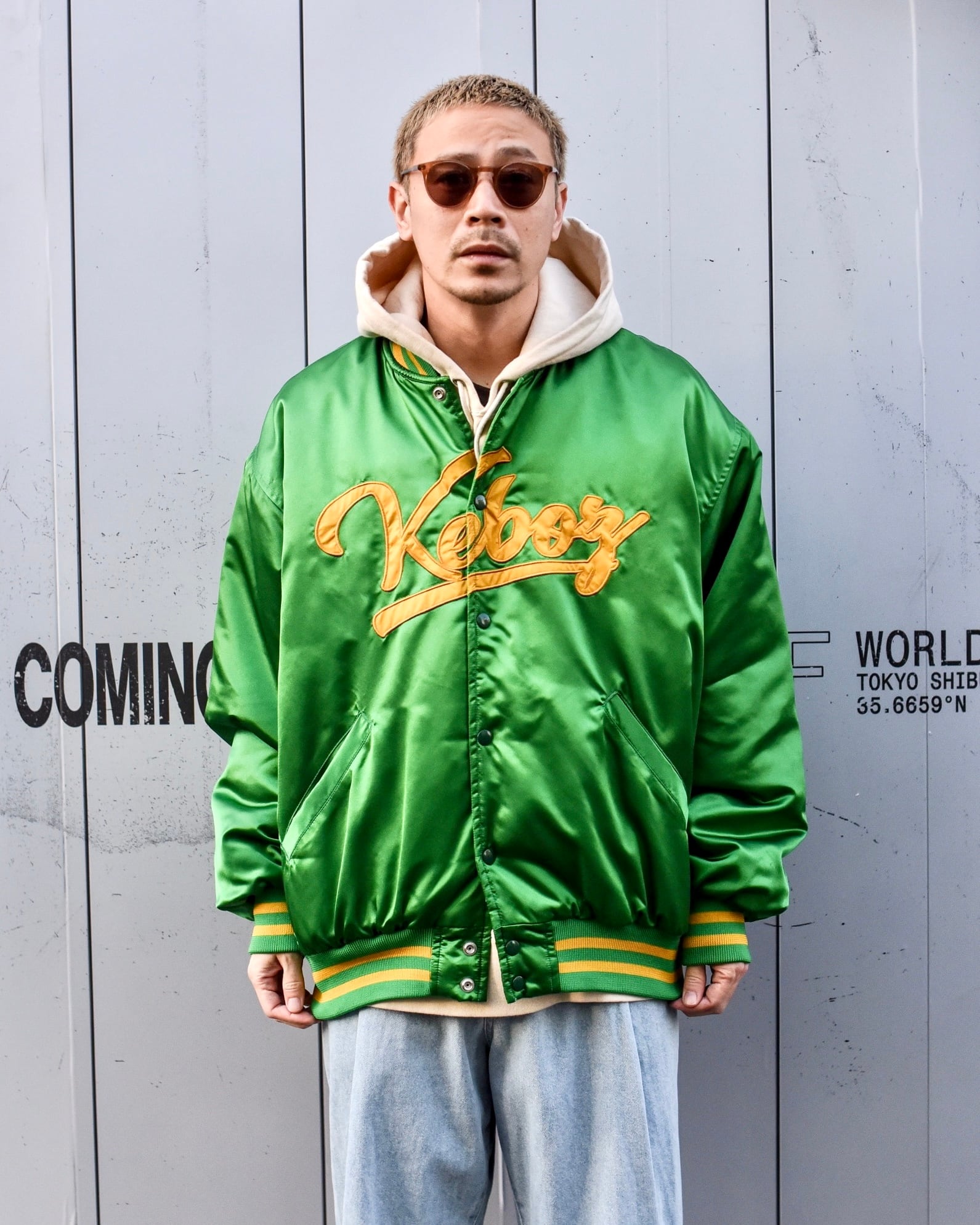 Keboz - SATIN VARSITY JACKET (size-L) ¥16000+tax | KODONA in the House