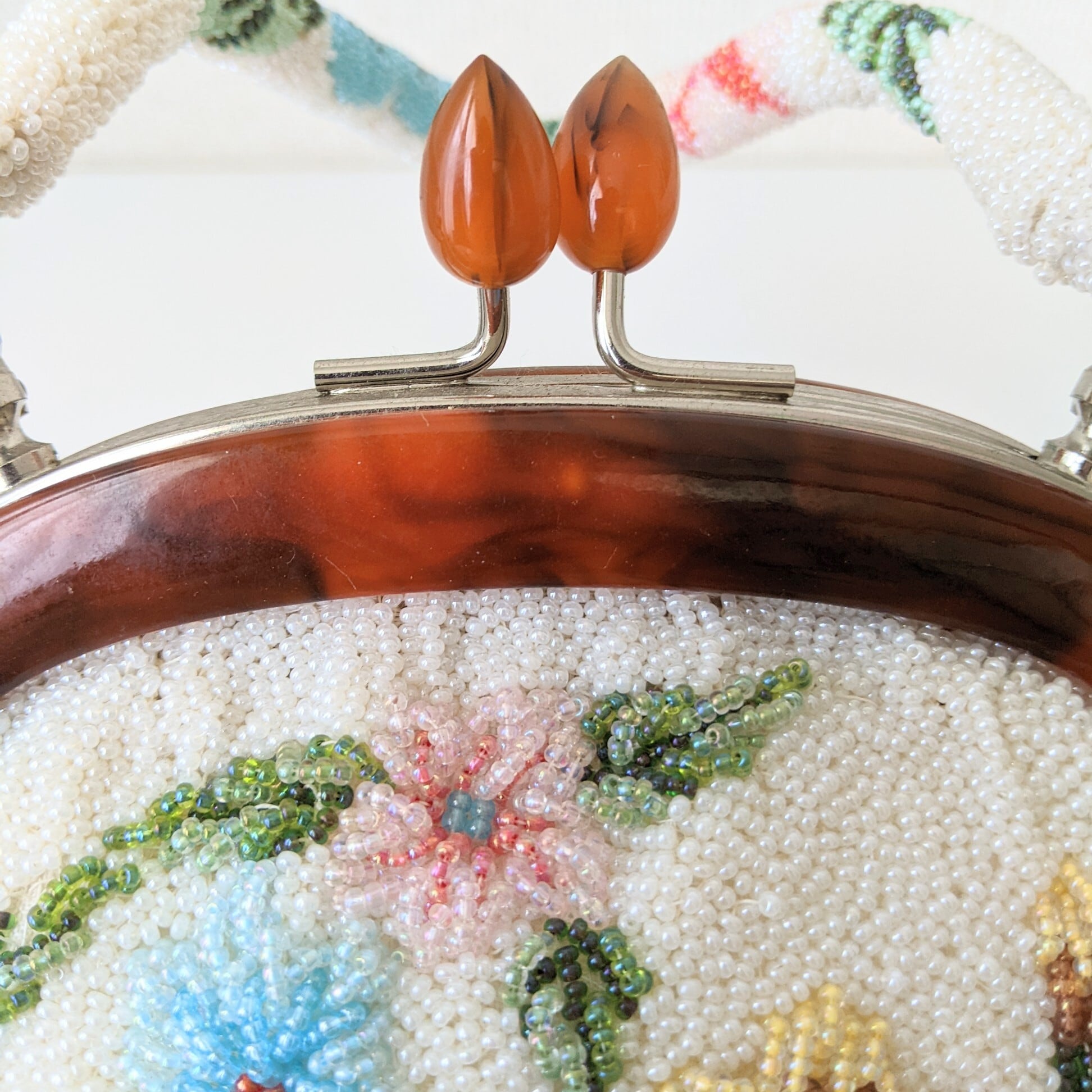 Vintage】 ビーズ刺繍バッグ Vintage Beaded Evening Bag 花柄×べっ甲