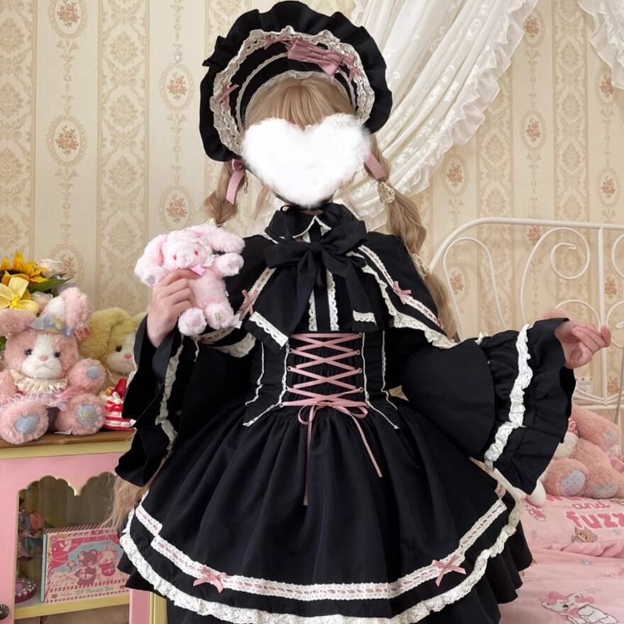 ゴスロリ セットアップ Doll Heart 3点セット ケープ 半袖ワンピ?ス 姫