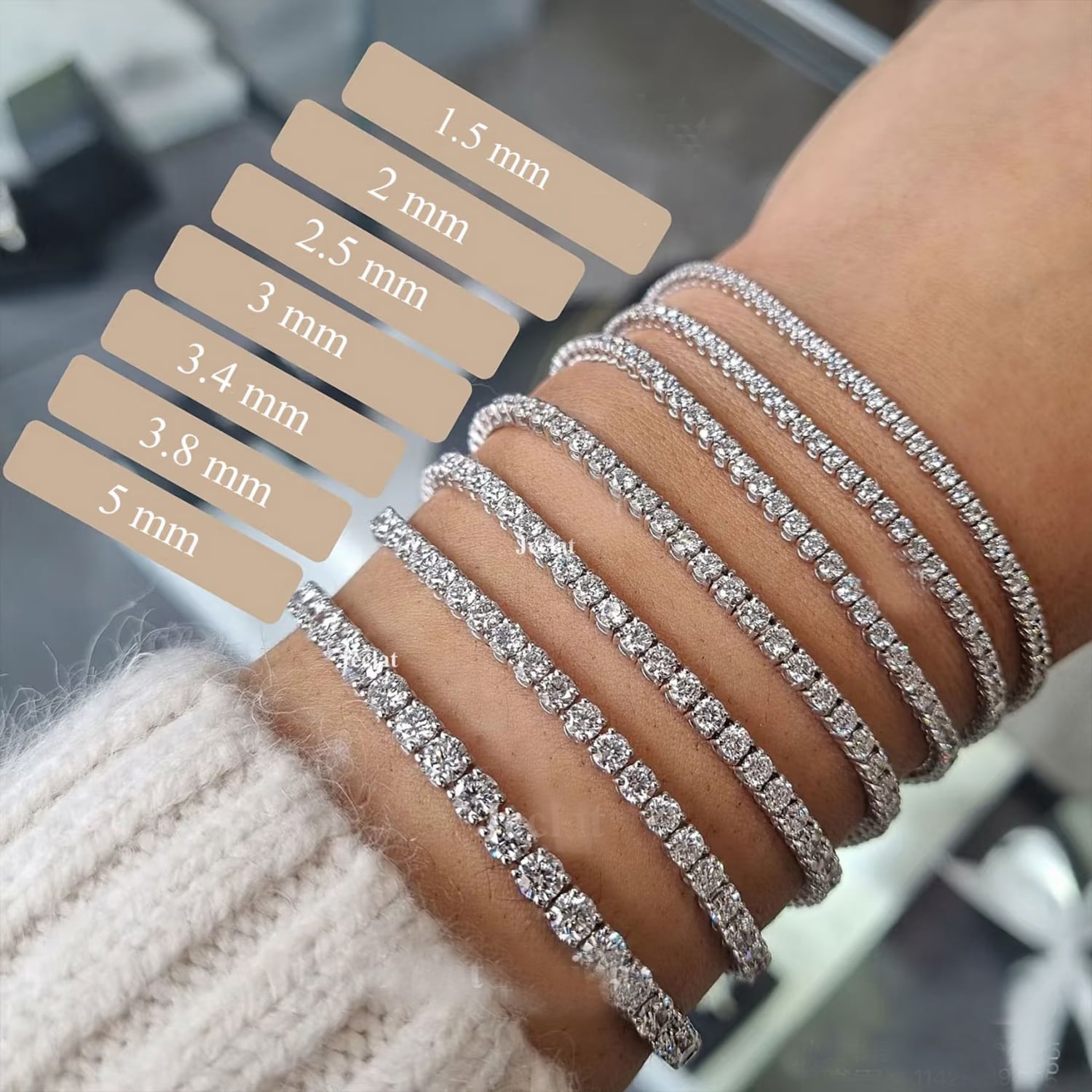 テニスブレスレット モアサナイト 3mm 18K【受注生産】Tennis Bracelet