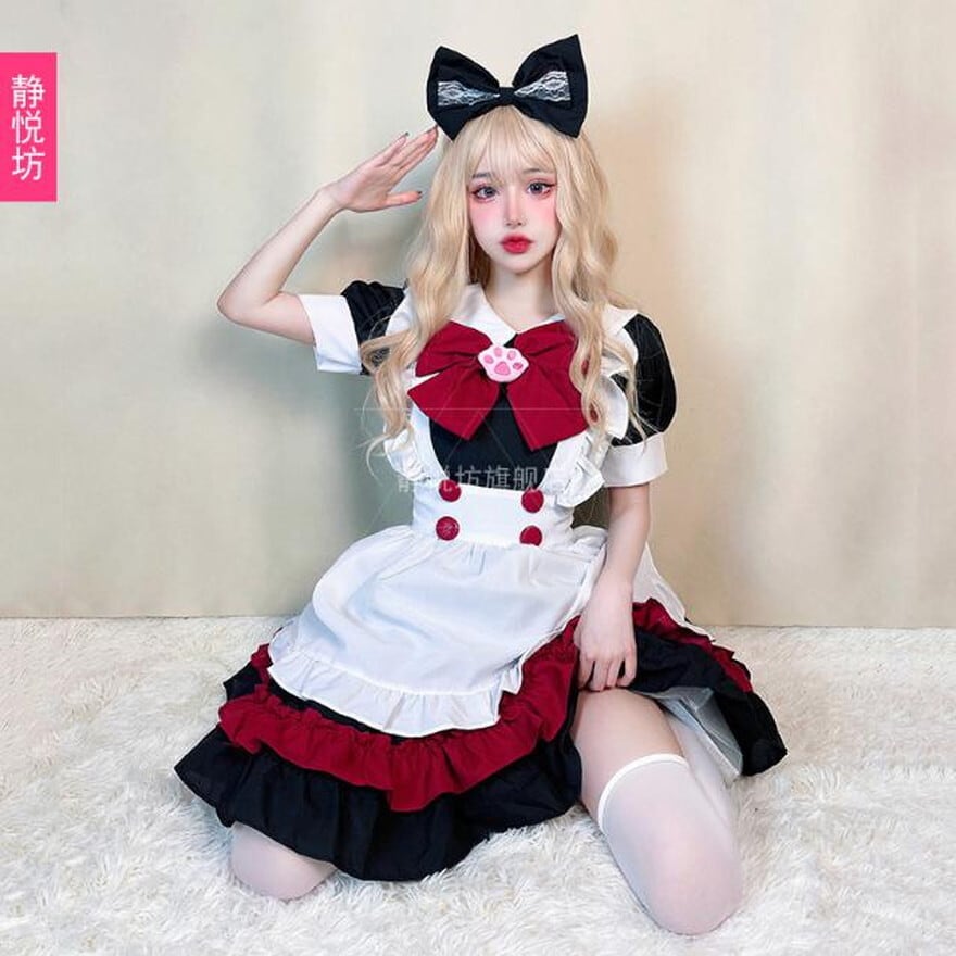 コスプレ コスチューム メイド服 4点セット イベント衣装 かわいい
