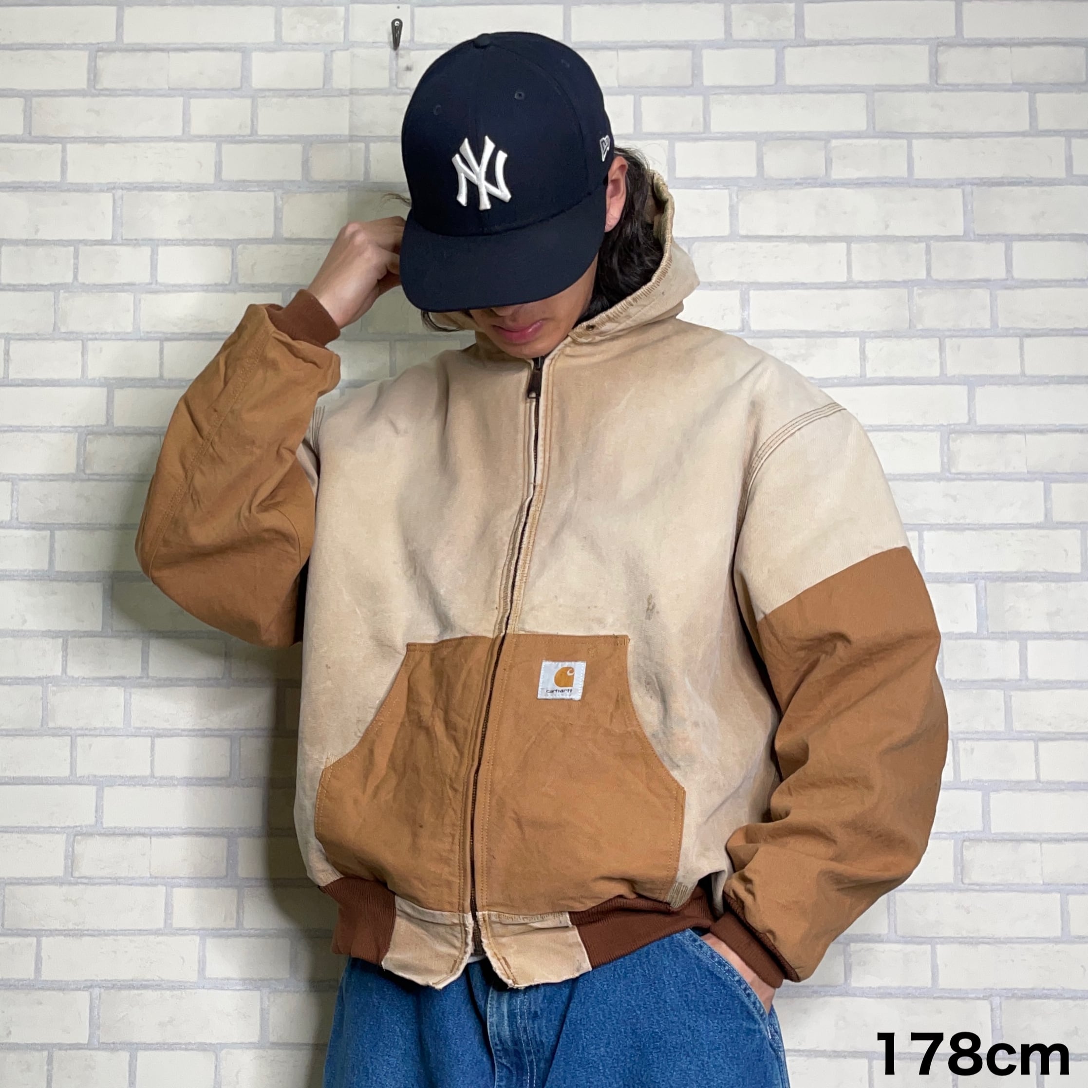 Carhartt アクティブジャケット XL ベージュ リメイク ワンポイント