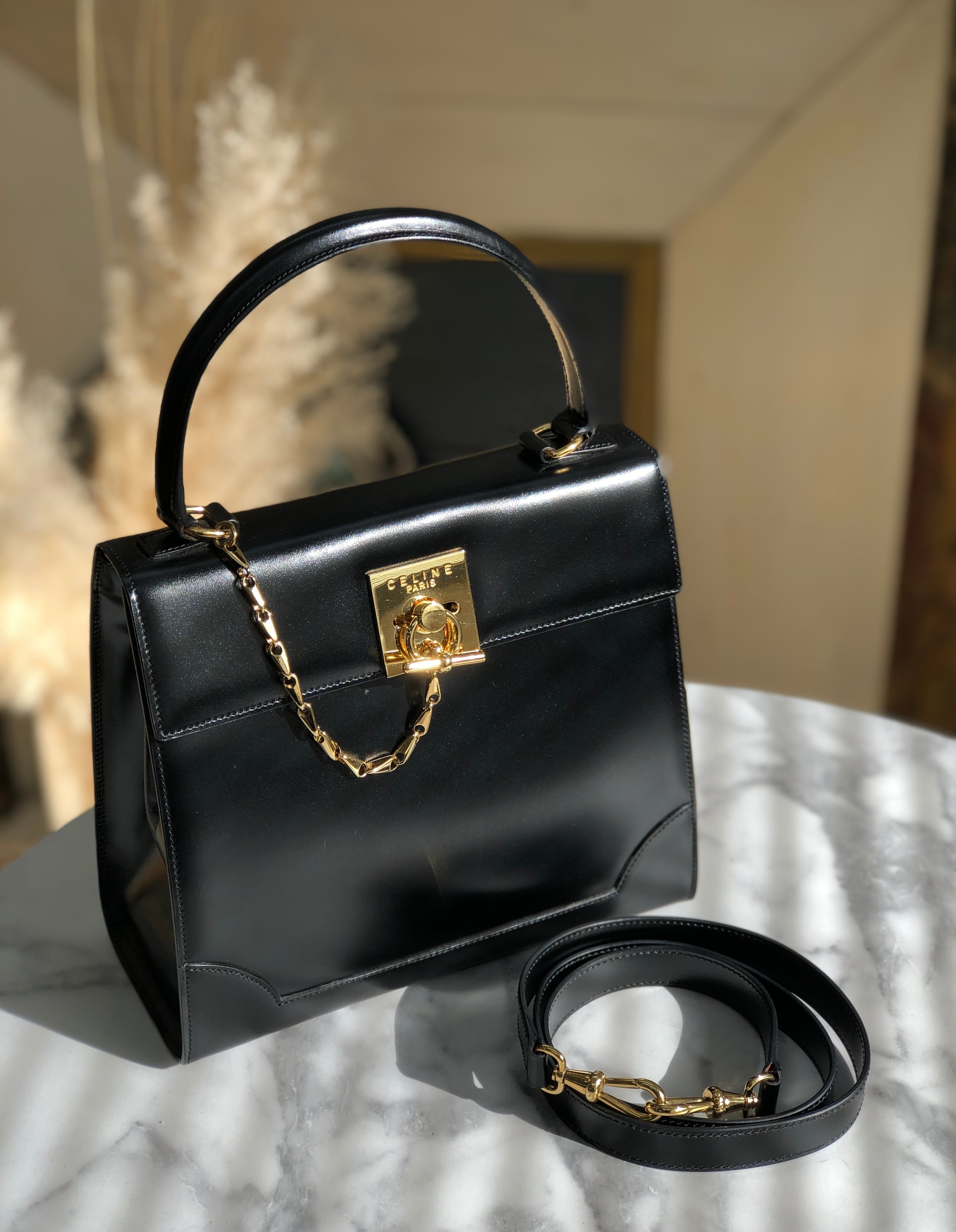 CELINE セリーヌ マンテル ガンチーニ チェーン レザー コーナー 2WAY