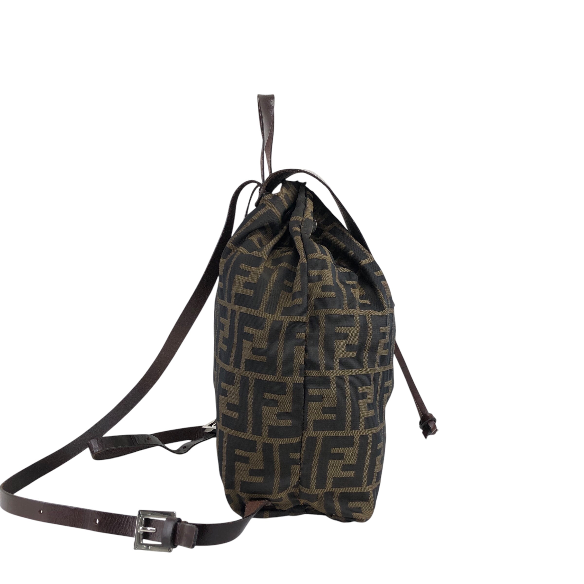 FENDI フェンディ ズッカ バックパック ブラウン ジャガード レザー