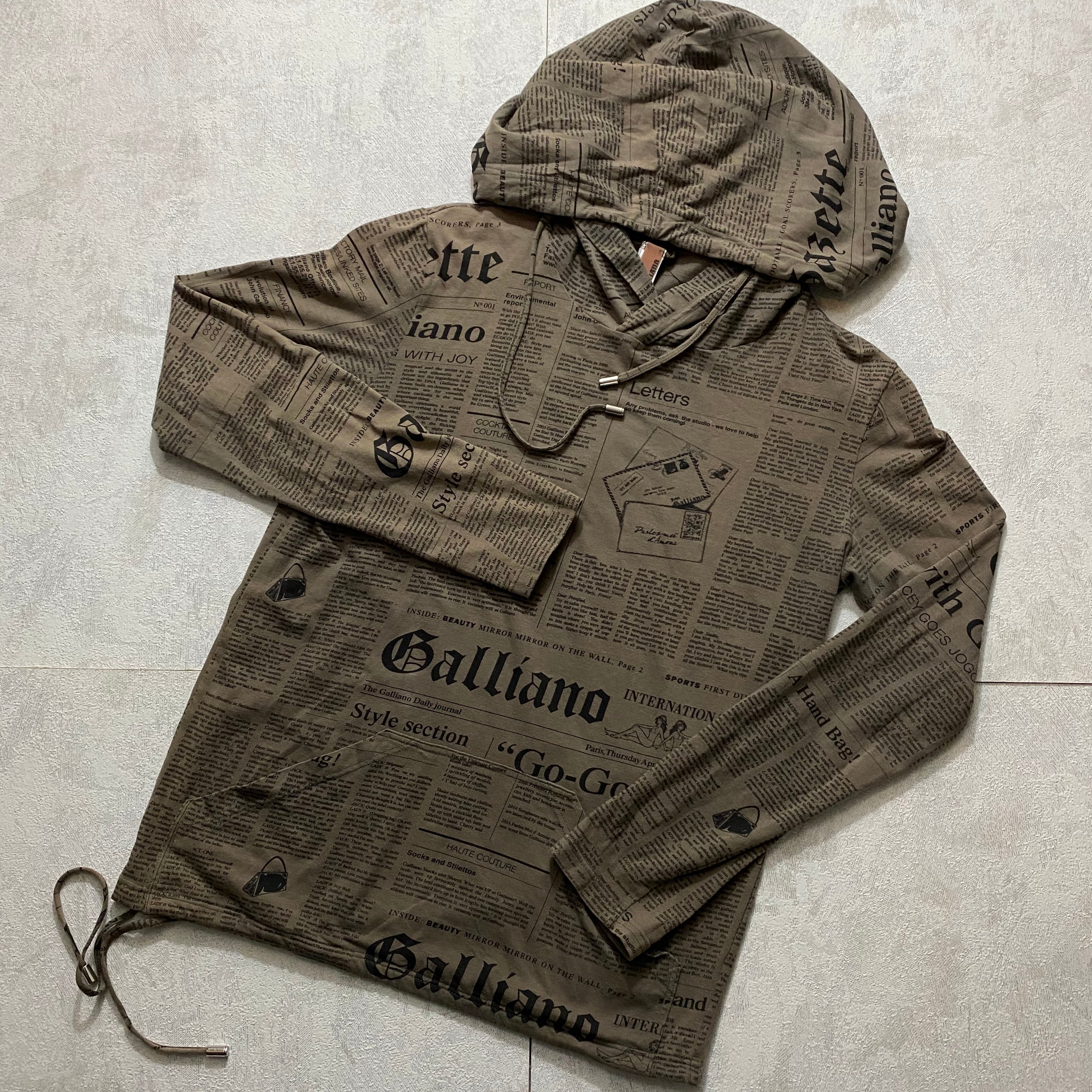 JOHN GALLIANO newspaper pattern hoodie | NOIR ONLINE