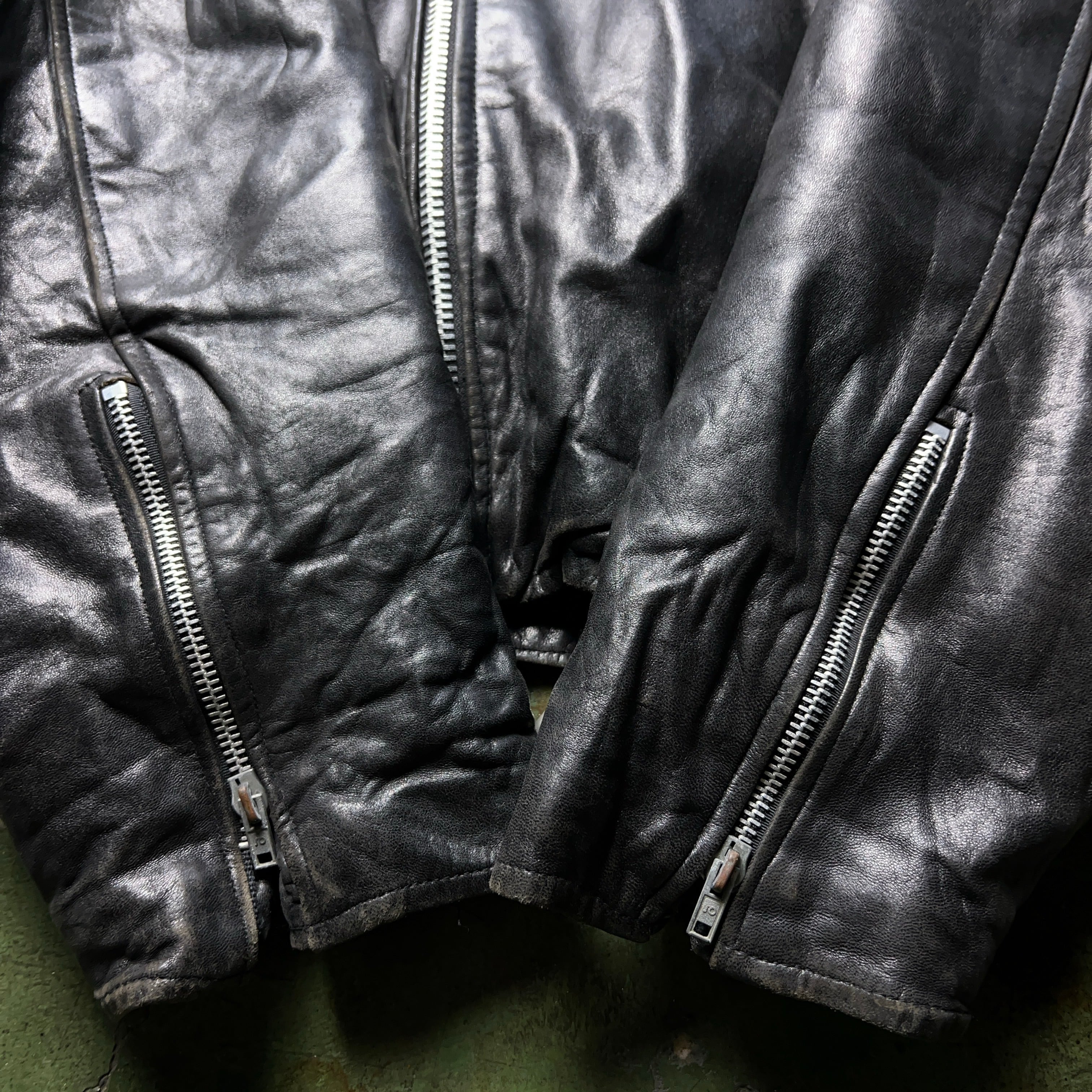 Lamb Leather Double Riders Jacket Black シープスキン ラムレザー