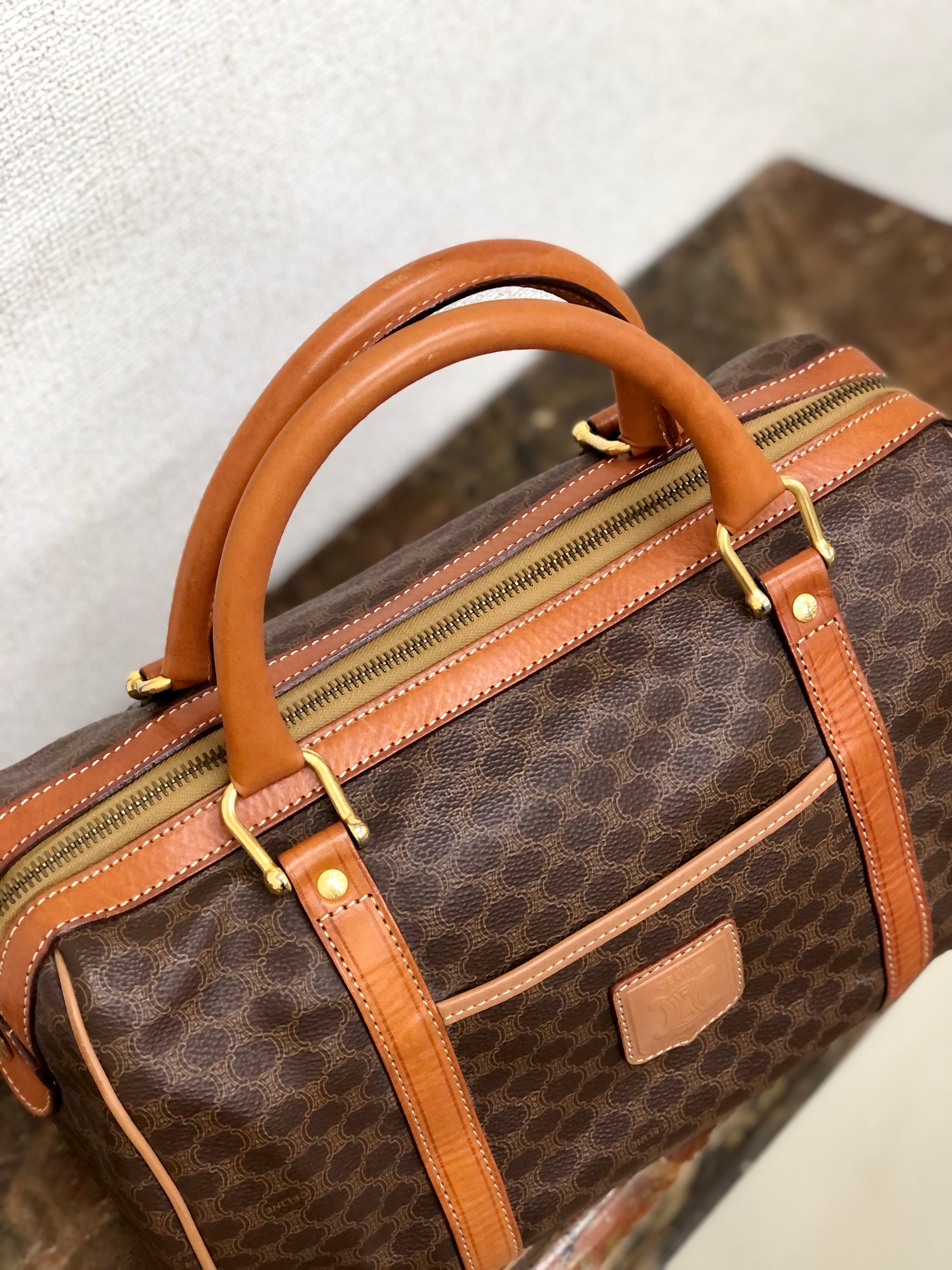 CELINE セリーヌ マカダム ブラゾン ボストンバッグ ブラウン vintage