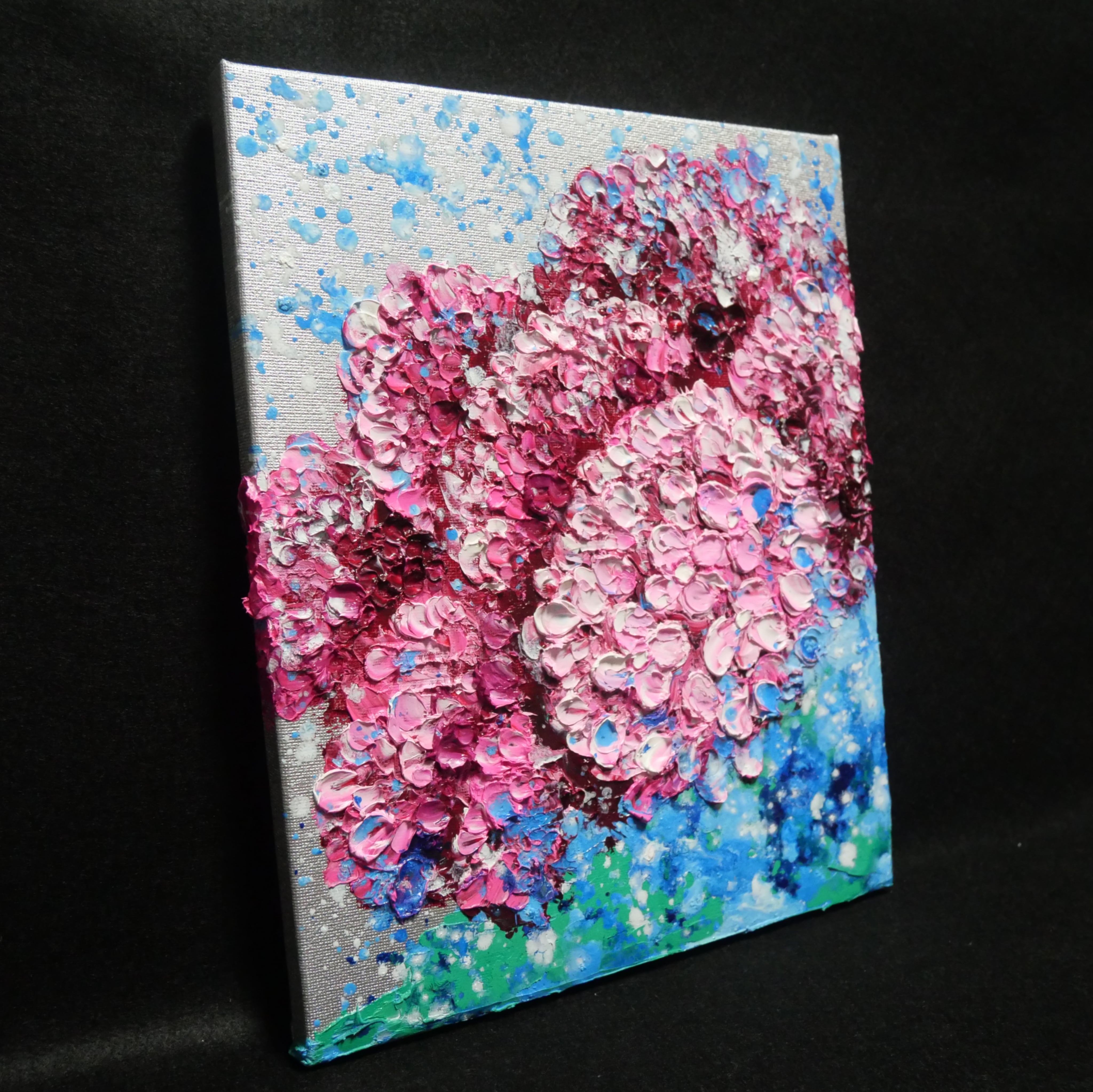 油絵 油彩 油彩画 絵画 絵 【梅雨に咲くピンクの紫陽花】 | HIROSHI1990