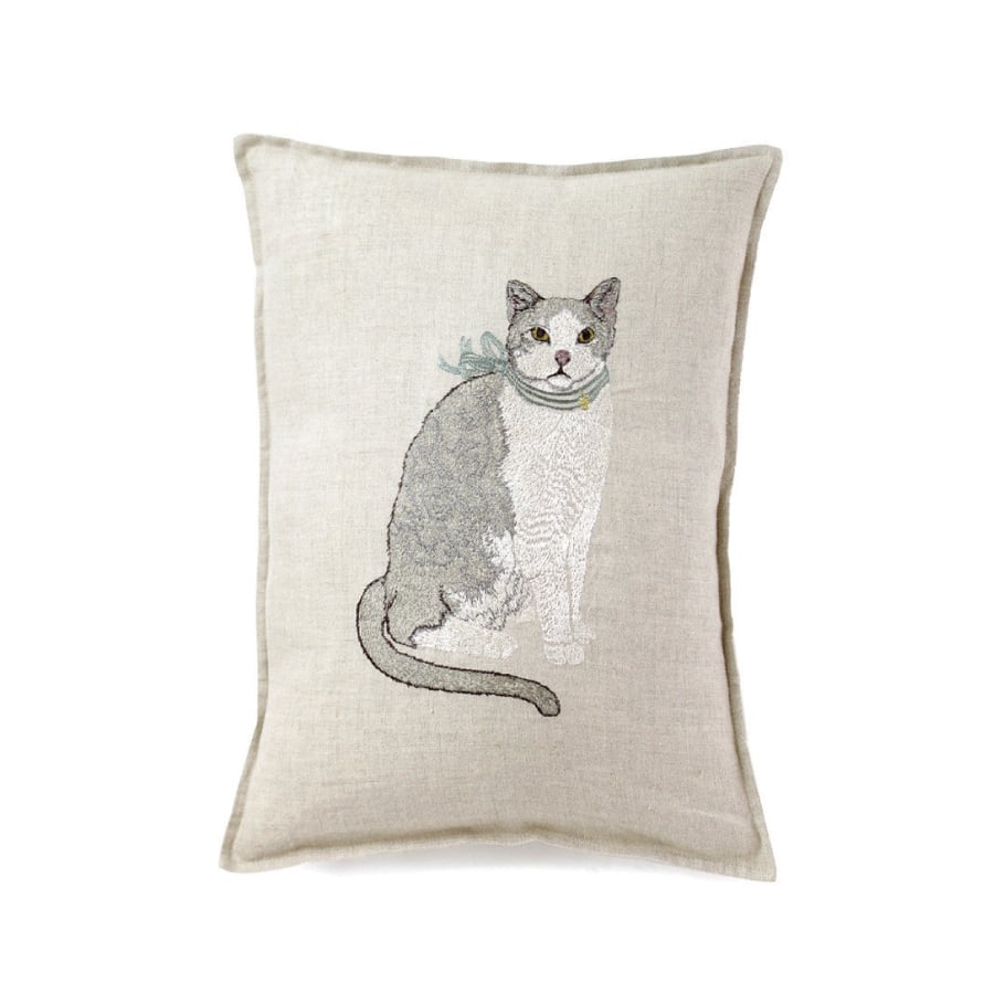 CORAL&TUSK [Fancy Cat] 首にリボンの猫 クッション カバー 30x40cm