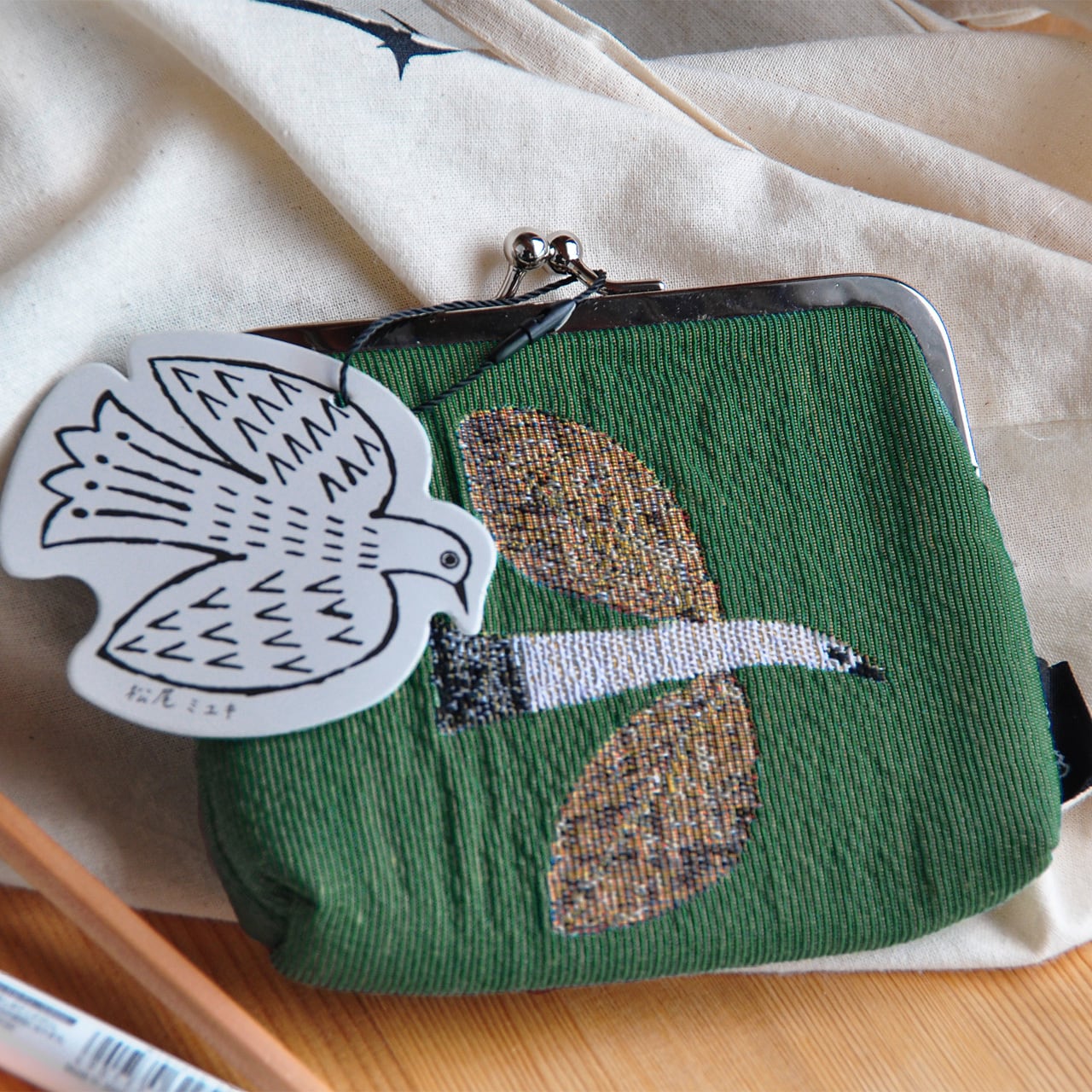 松尾ミユキ がま口財布（鳥） mini purse Bird GR | あひる商店|工務店