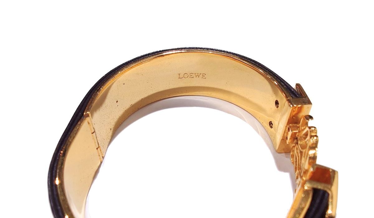 LOEWE ロエベ アナグラム バングル ブレスレット ゴールド ダーク