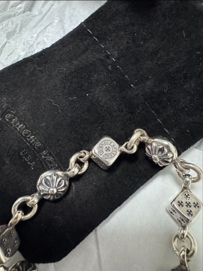 CHROME HEARTS クロムハーツ シルバーブレスレット Dice And Crossball