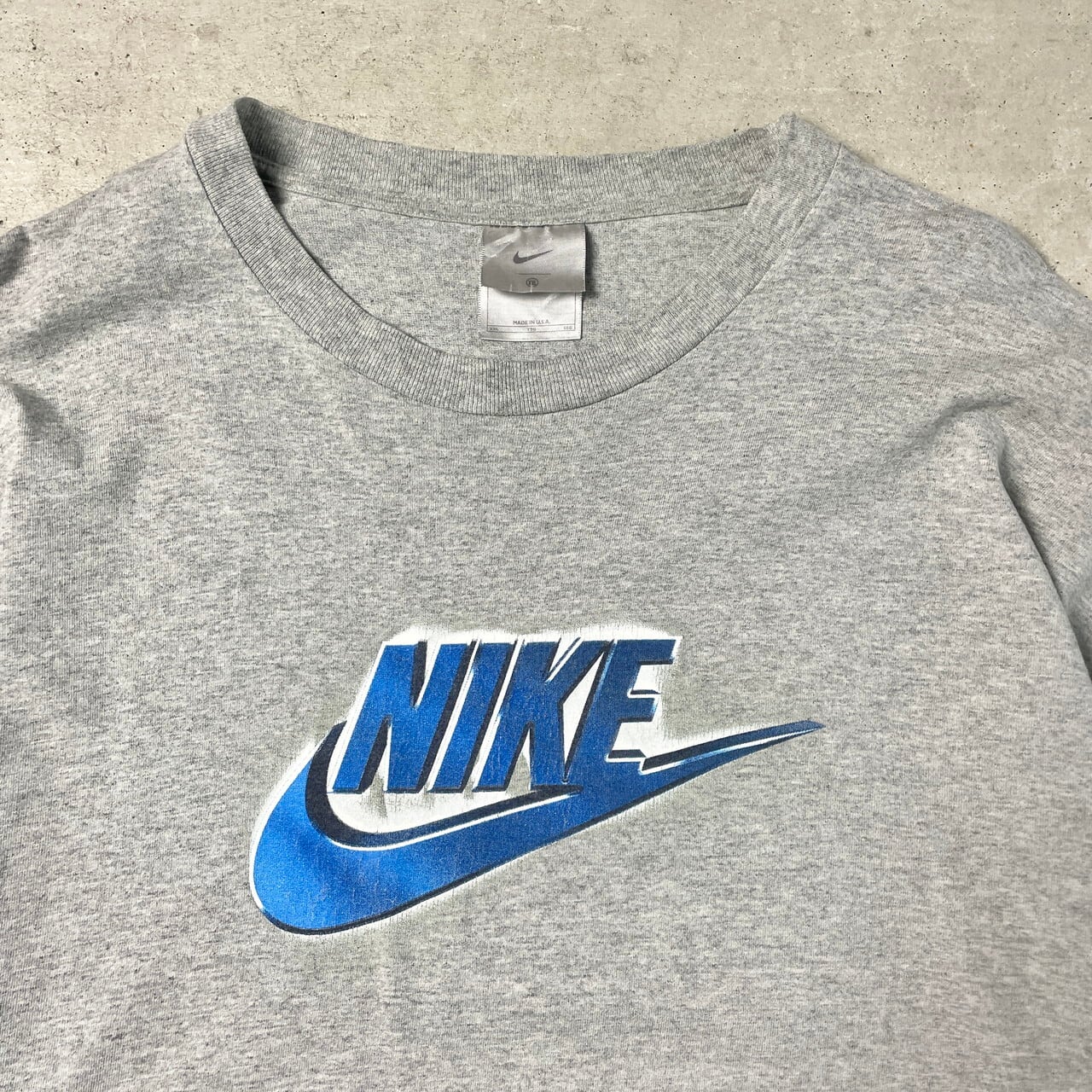 00年代 USA製 NIKE ナイキ フロントロゴ 袖プリント ロングTシャツ