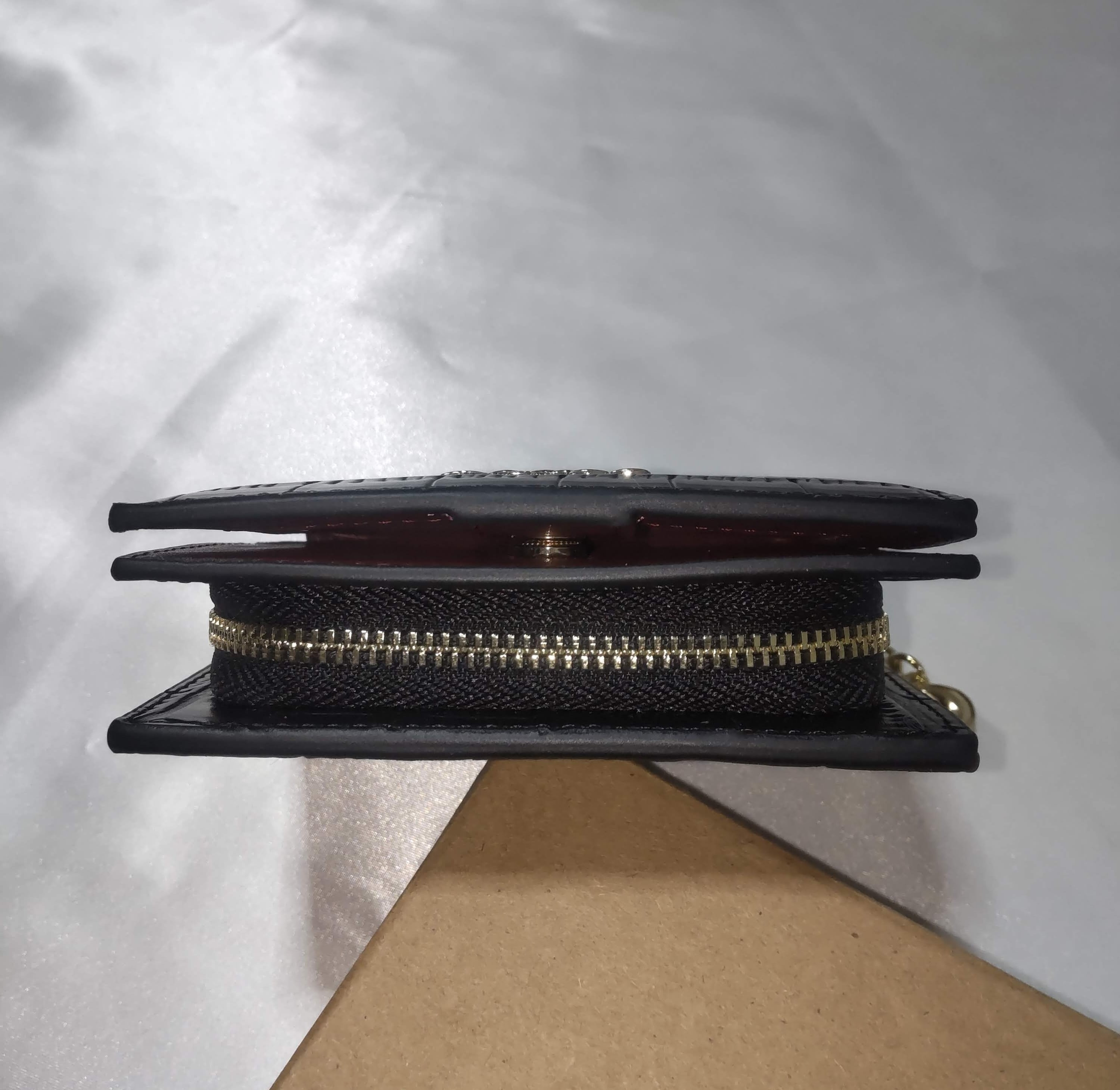 COACHコーチ クロコ型押し 二つ折り財布 ブラック | francore