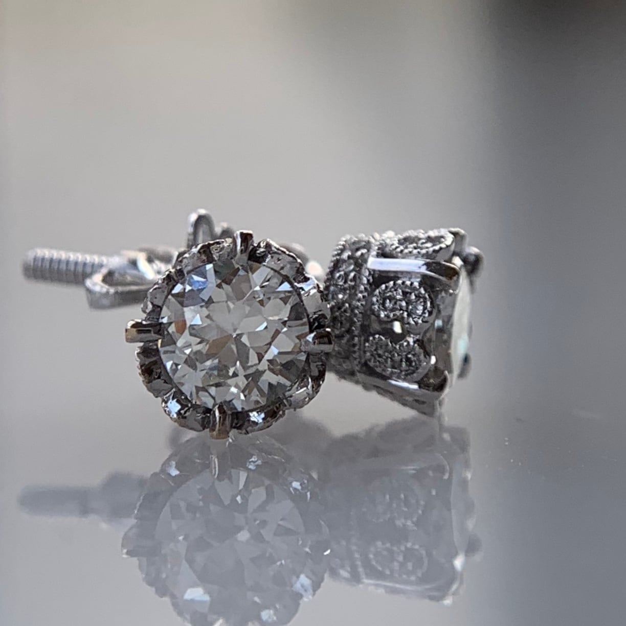 Antique cut Diamond Belle Époque style Earrings | Victorian Box