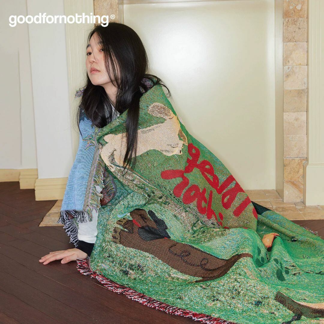 goodfornothing アート 子犬柄 マルチクロス ブランケット ラグ