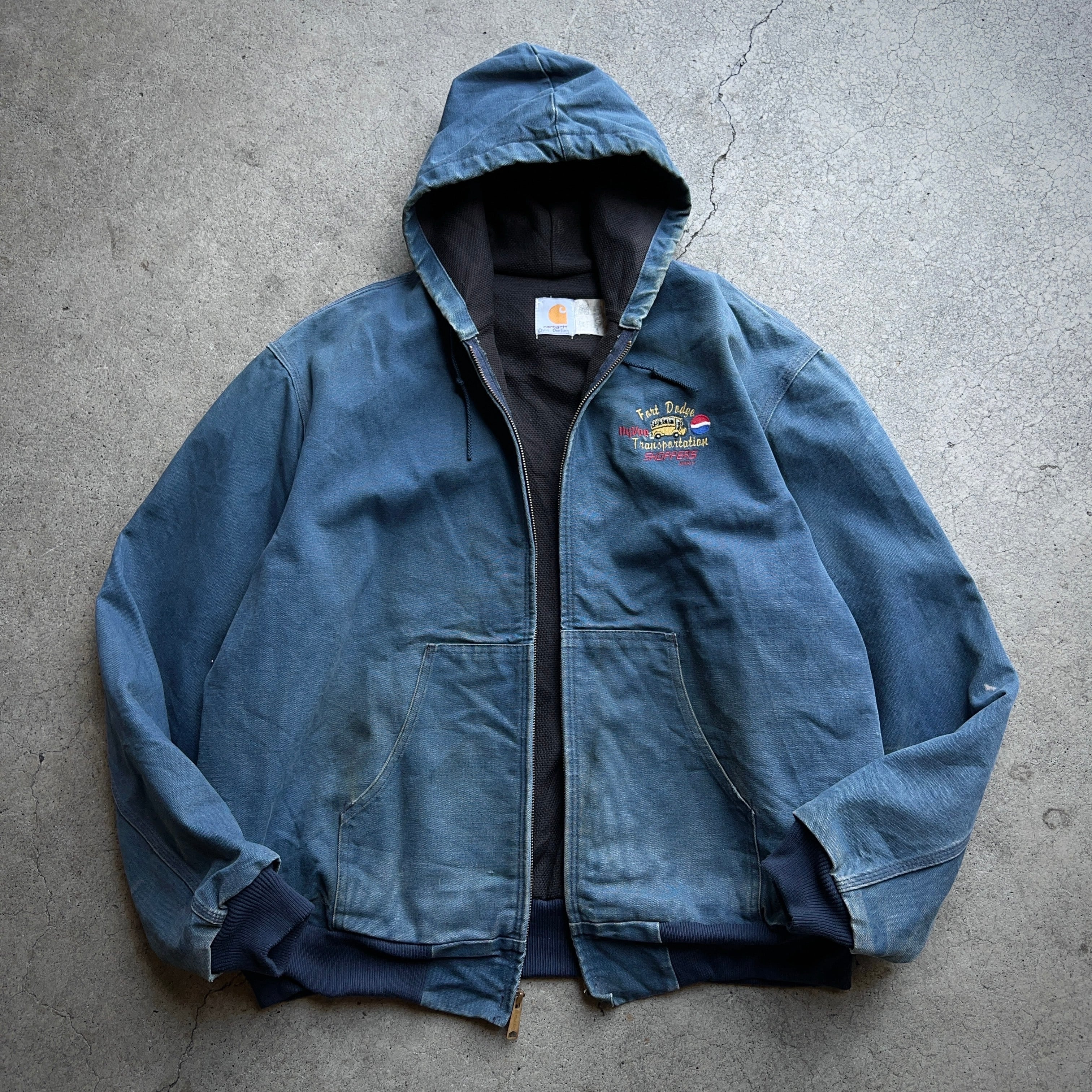 80's~90's Carhartt Active Jacket Fade Navy SIZE 2XL 80年代 90年代