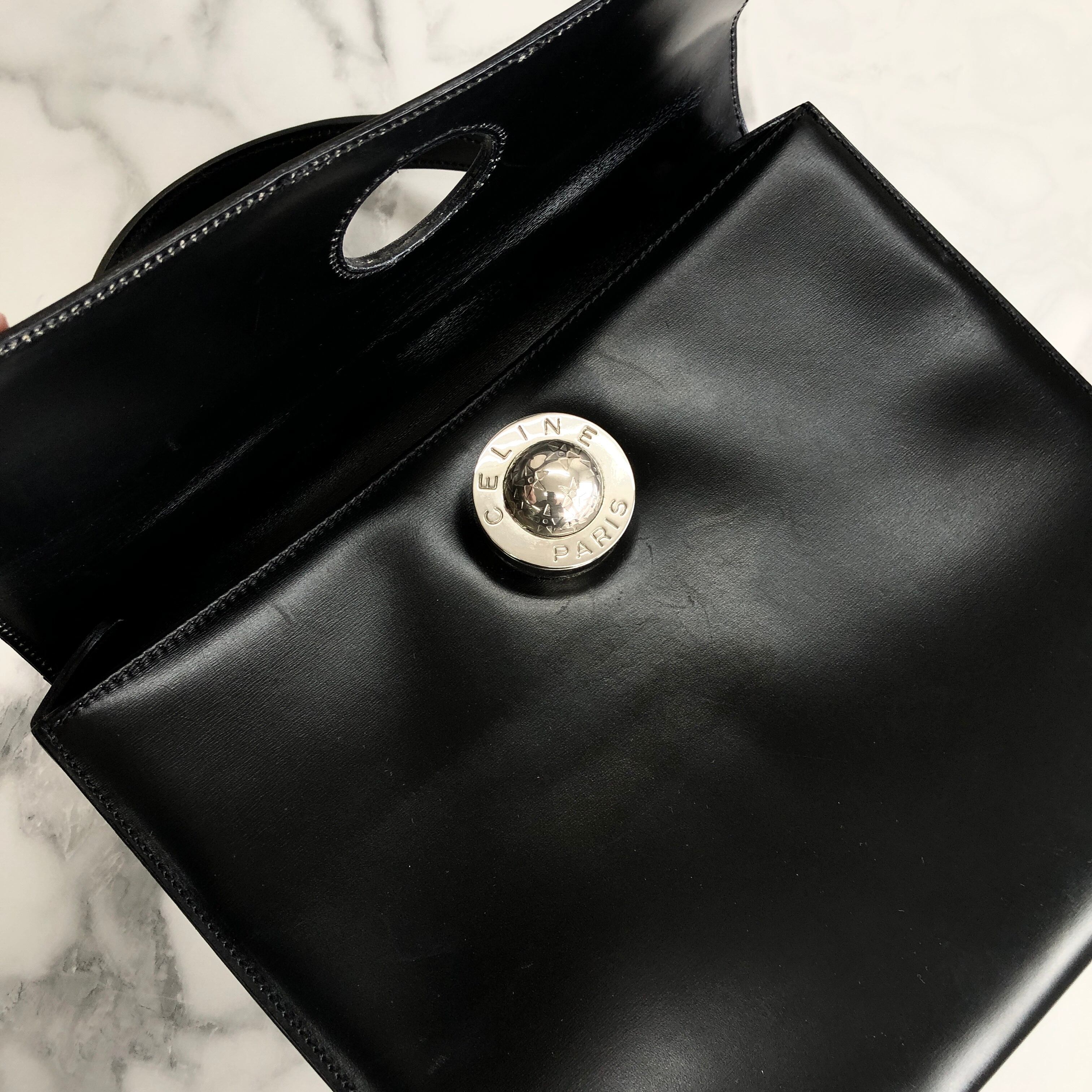 CELINE セリーヌ スターボール レザー トップハンドル ハンドバッグ
