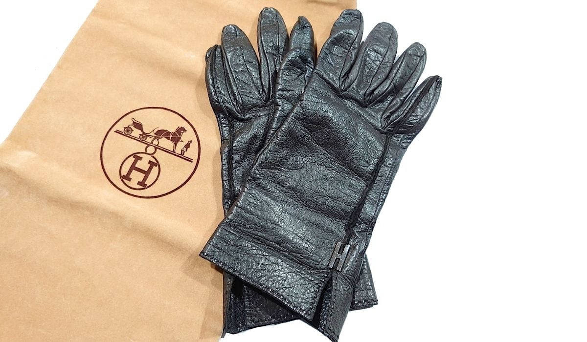 HERMES エルメス Hロゴ グローブ 手袋 レディース size7 ラムスキン
