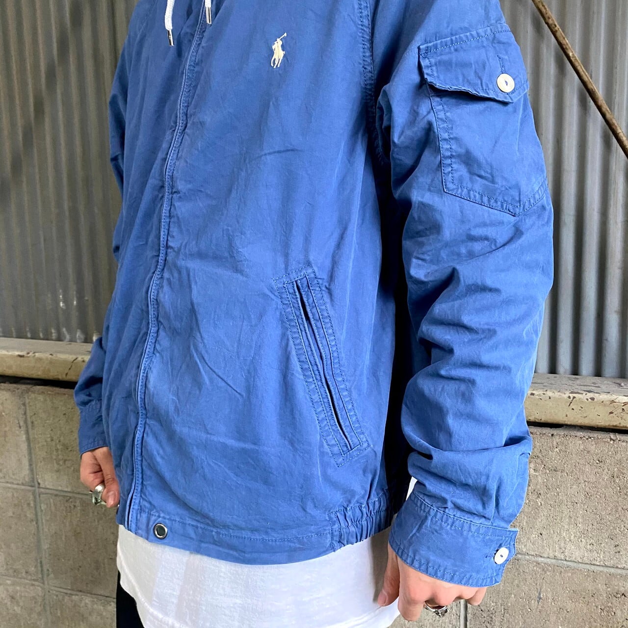ポロラルフローレン フード付き スイングトップ メンズM 古着 Polo
