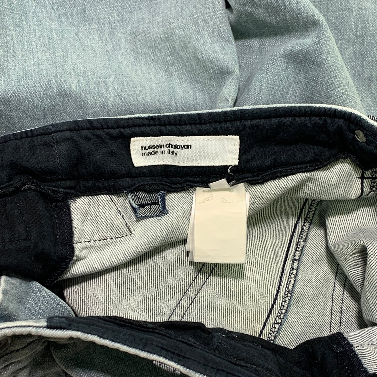 Hussein Chalayan / Indigo Darted Knee Work Jeans | sporesclothing