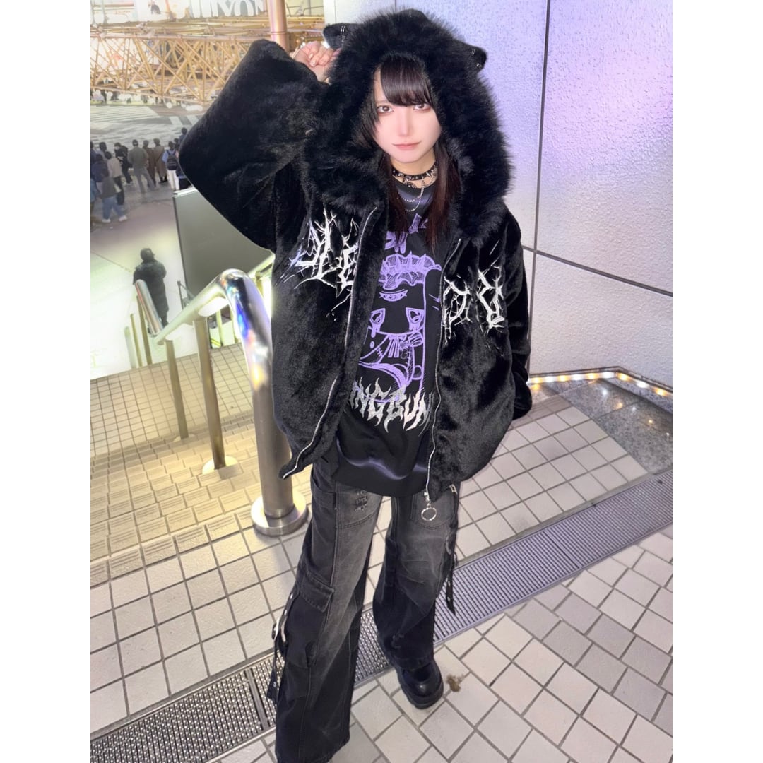 1/7 BLACK S再入荷！】新作☆ふわもこ ネコ耳しっぽファーブルゾン