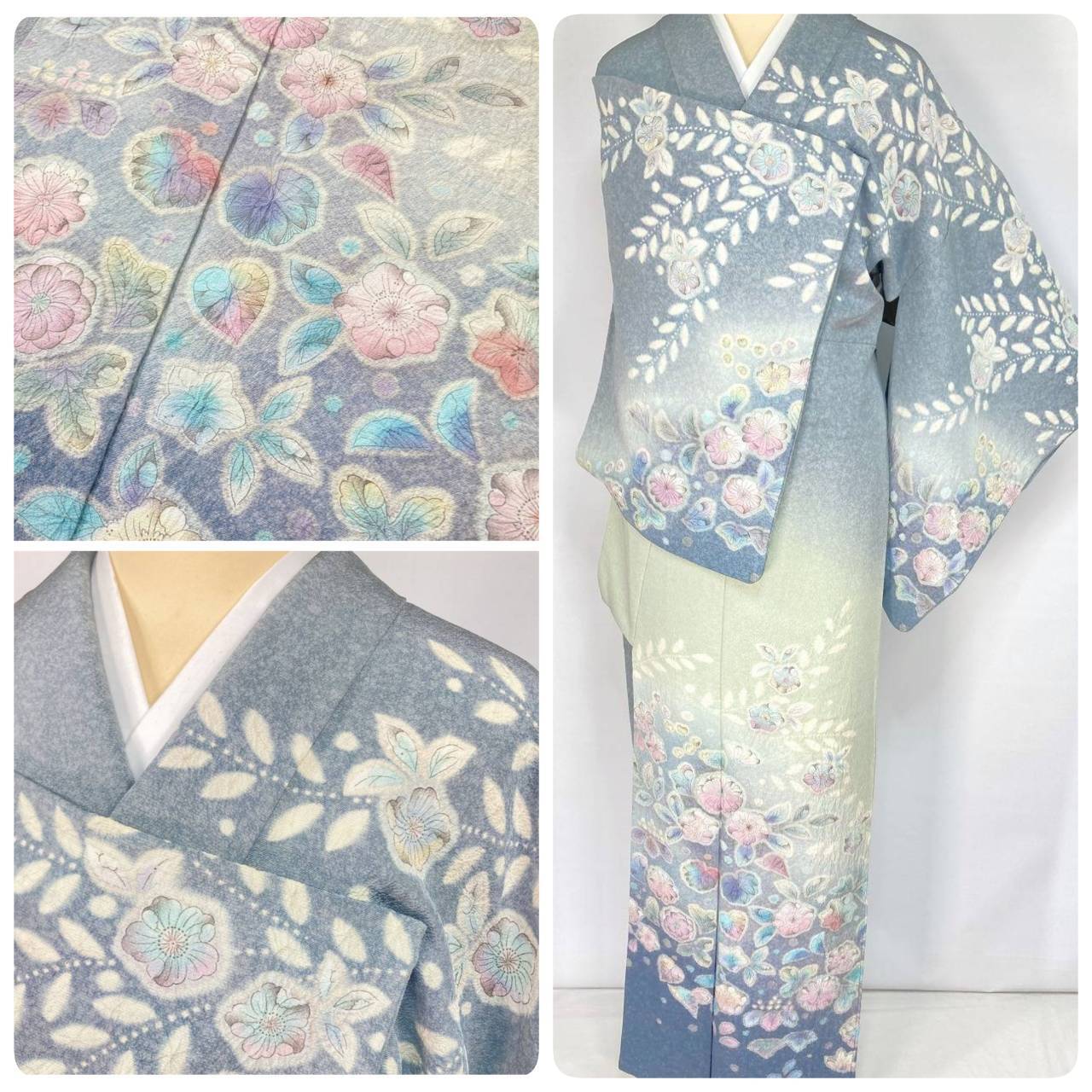 吉乃一廉 辻が花 絞り 銀通し 美品 訪問着 正絹 袷 紫 黒 白 藤色 1352