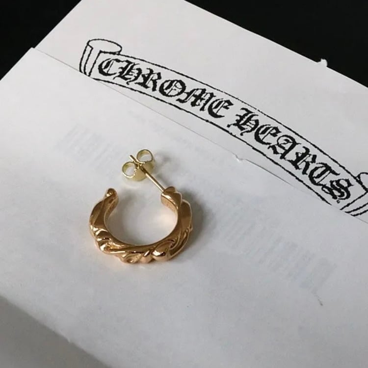 CHROME HEARTS クロムハーツ 22K スクロール フープピアス メンズ