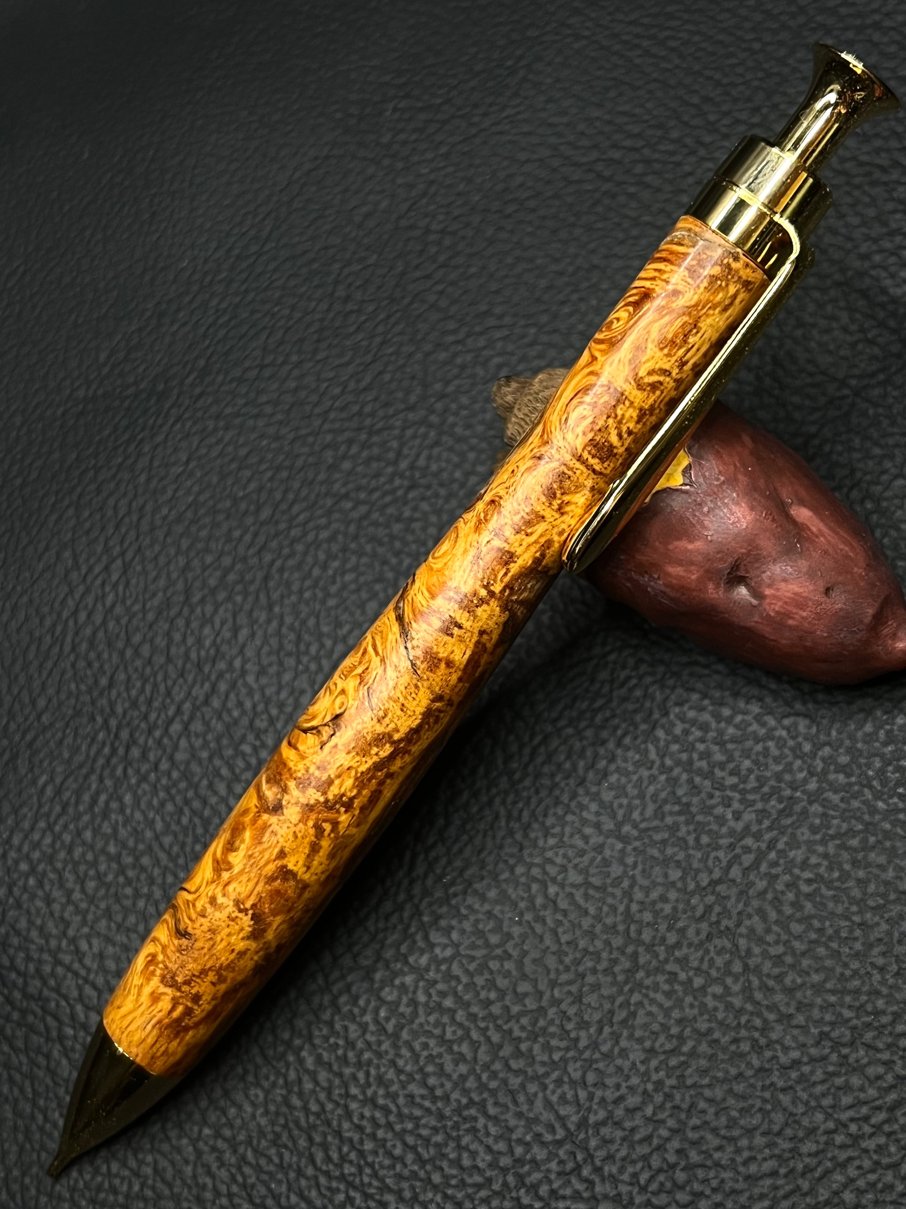 2 肥松 極上金蘭杢 ゴールド金具 0.5シャープペンシル orボールペン