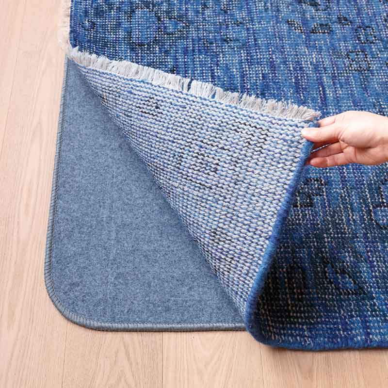 ヴィンテージ風ラグ ウール100％の青いラグ [DP03ブルー] | ボー