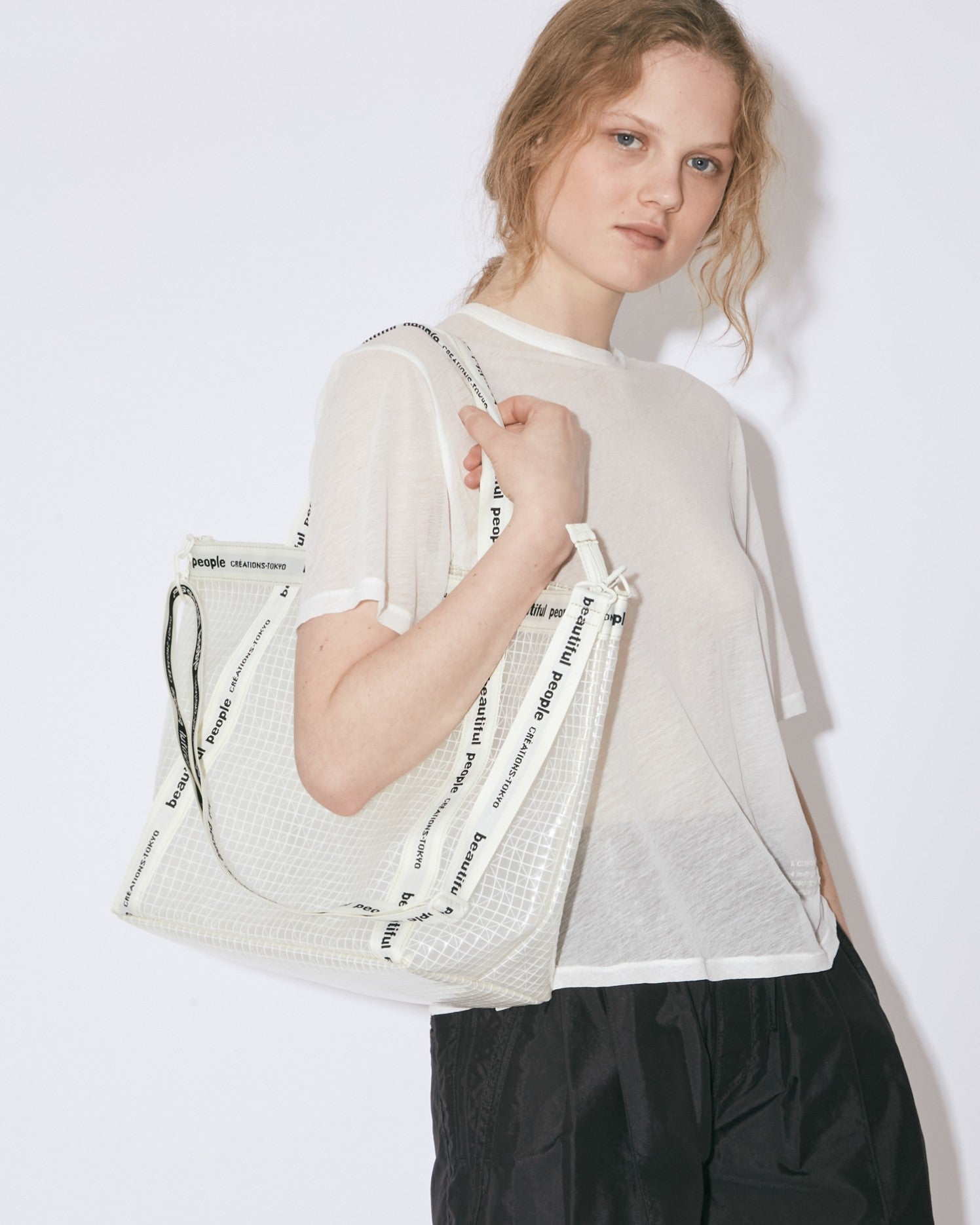 plaid vinyl logo tape bag L – beautiful people online store