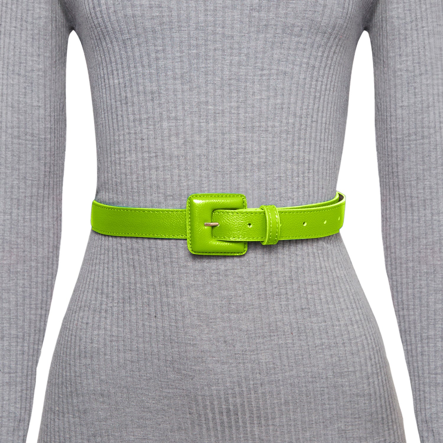 Mini Square Narrow Leather Belt - Lime Green – BeltBe