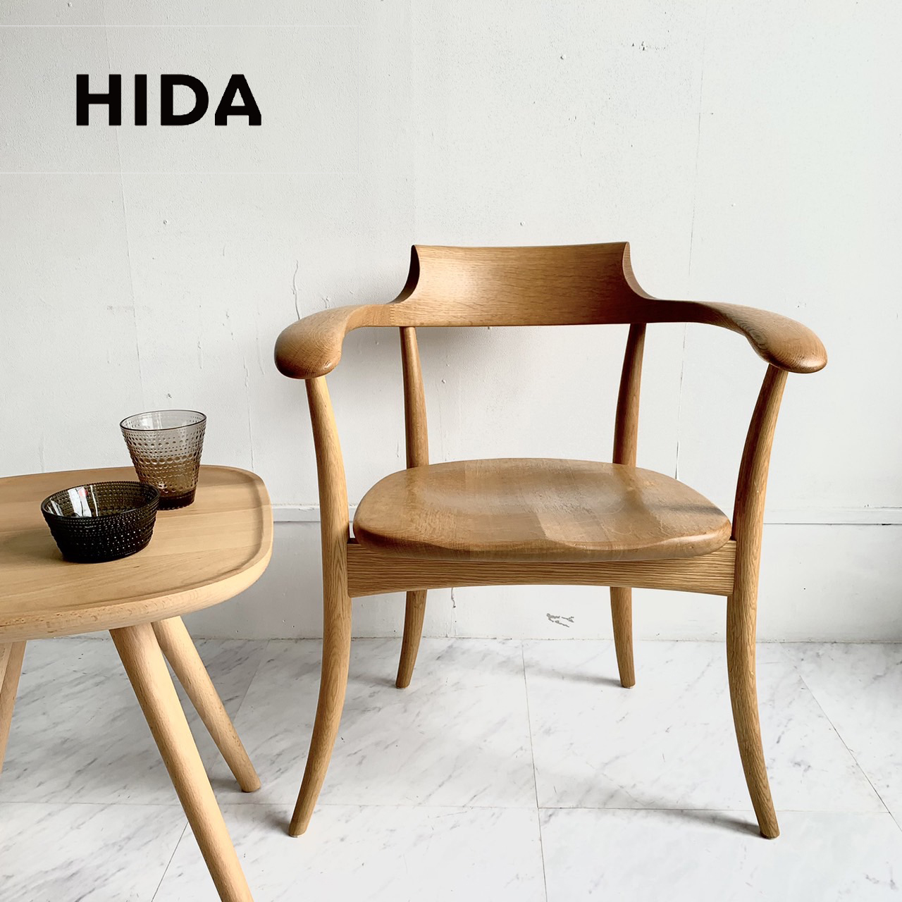 10年保証付】HIDA 飛騨産業 CRESCENT アームチェア 板座 ホワイト