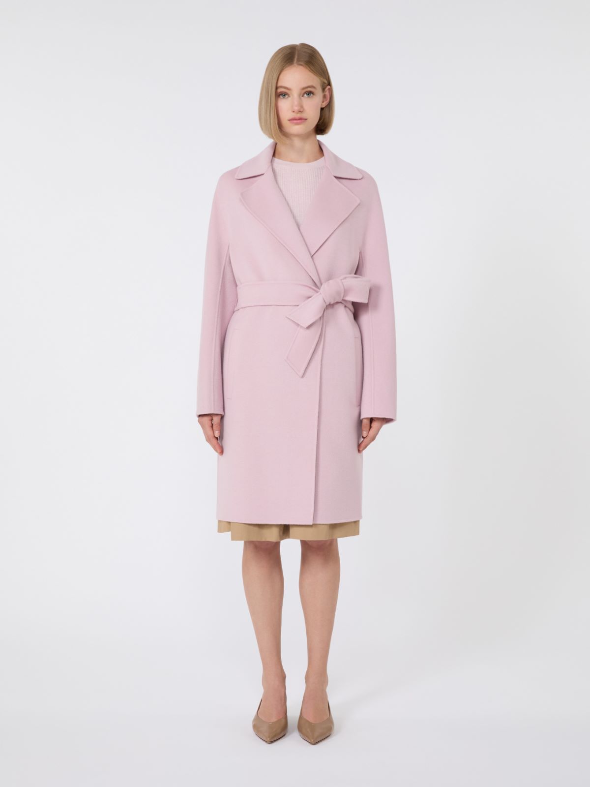 Wool, silk and cashmere robe coat, sugared-almond rose | Max Mara