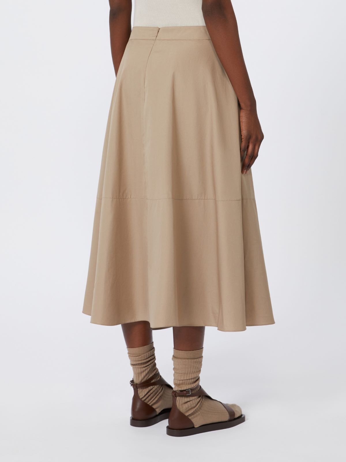 Long cotton poplin skirt, turtledove | Max Mara