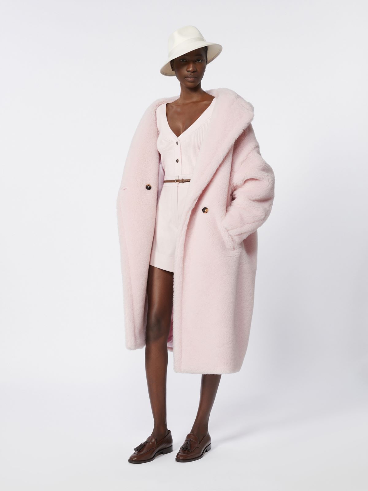 Alpaca and wool Teddy Bear Icon Coat, pink | Max Mara