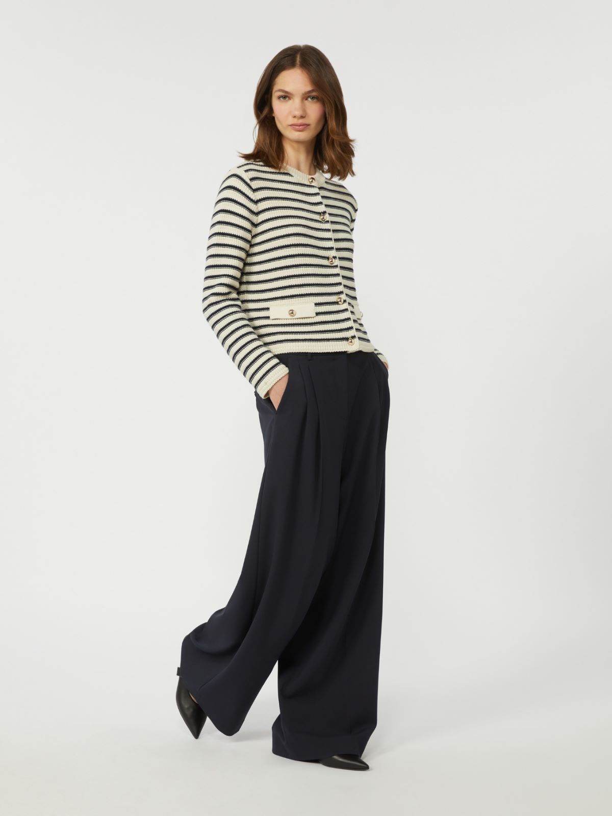 ウォッカ] クロップド コットン カーディガン, navy | Max Mara