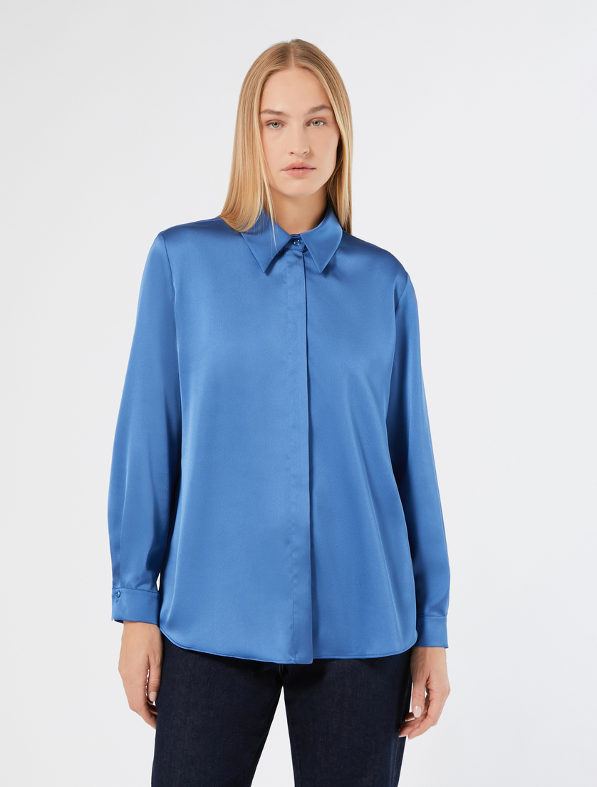Satin shirt, cornflower blue | Marina Rinaldi