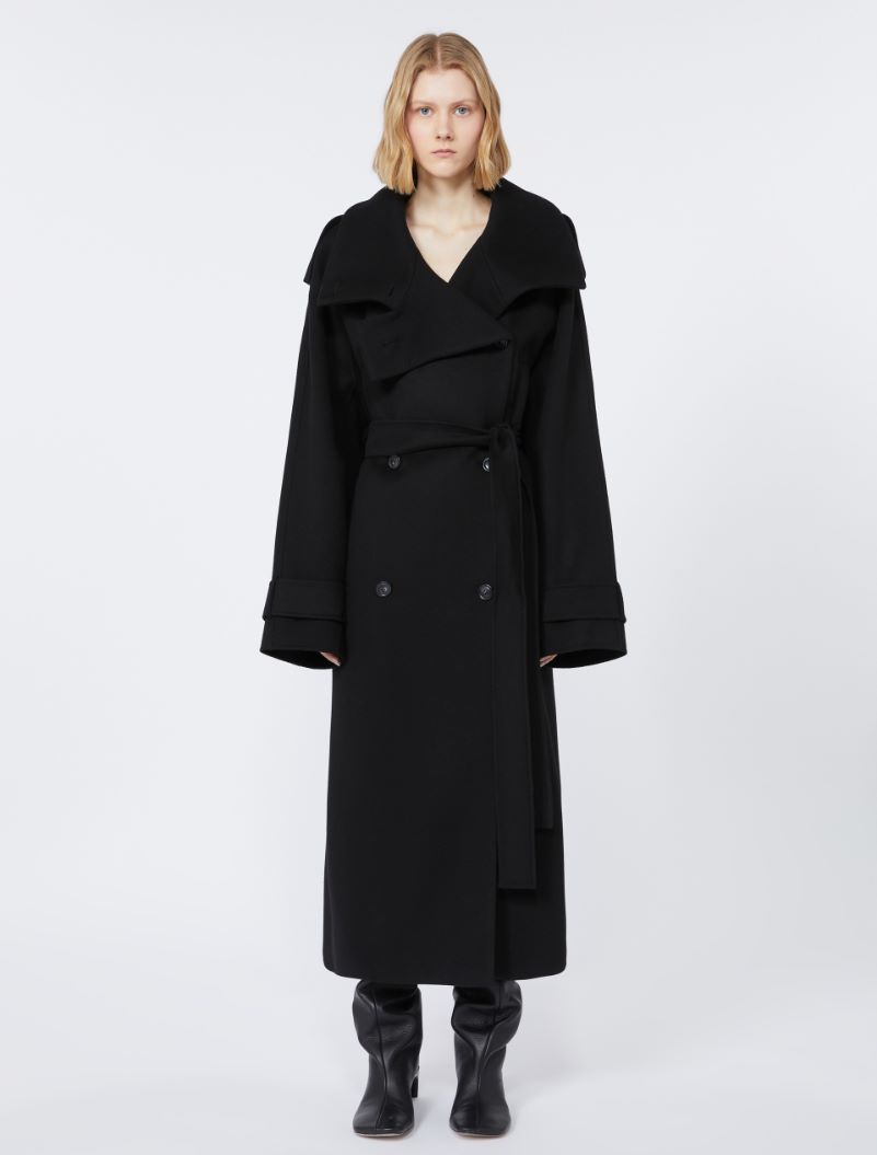 Double-faced pure wool trench coat - RUNWAY, black | Sportmax