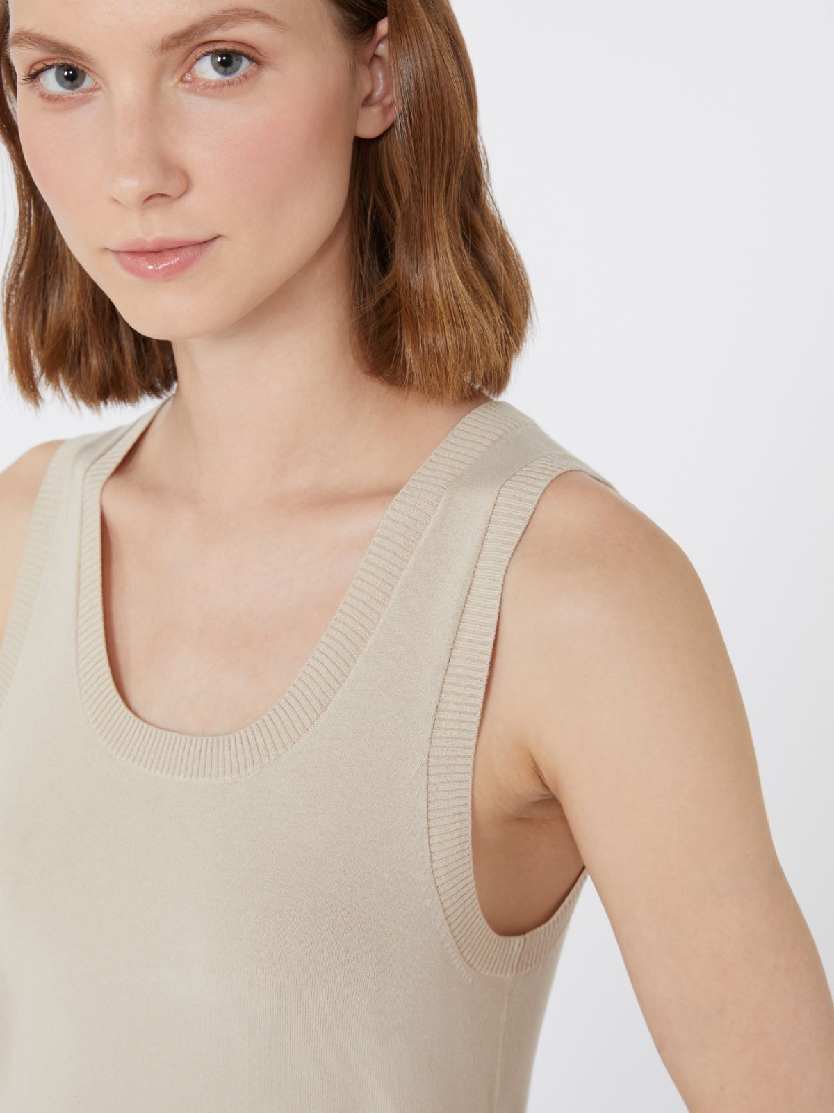 Stretch viscose top, beige | Weekend Max Mara