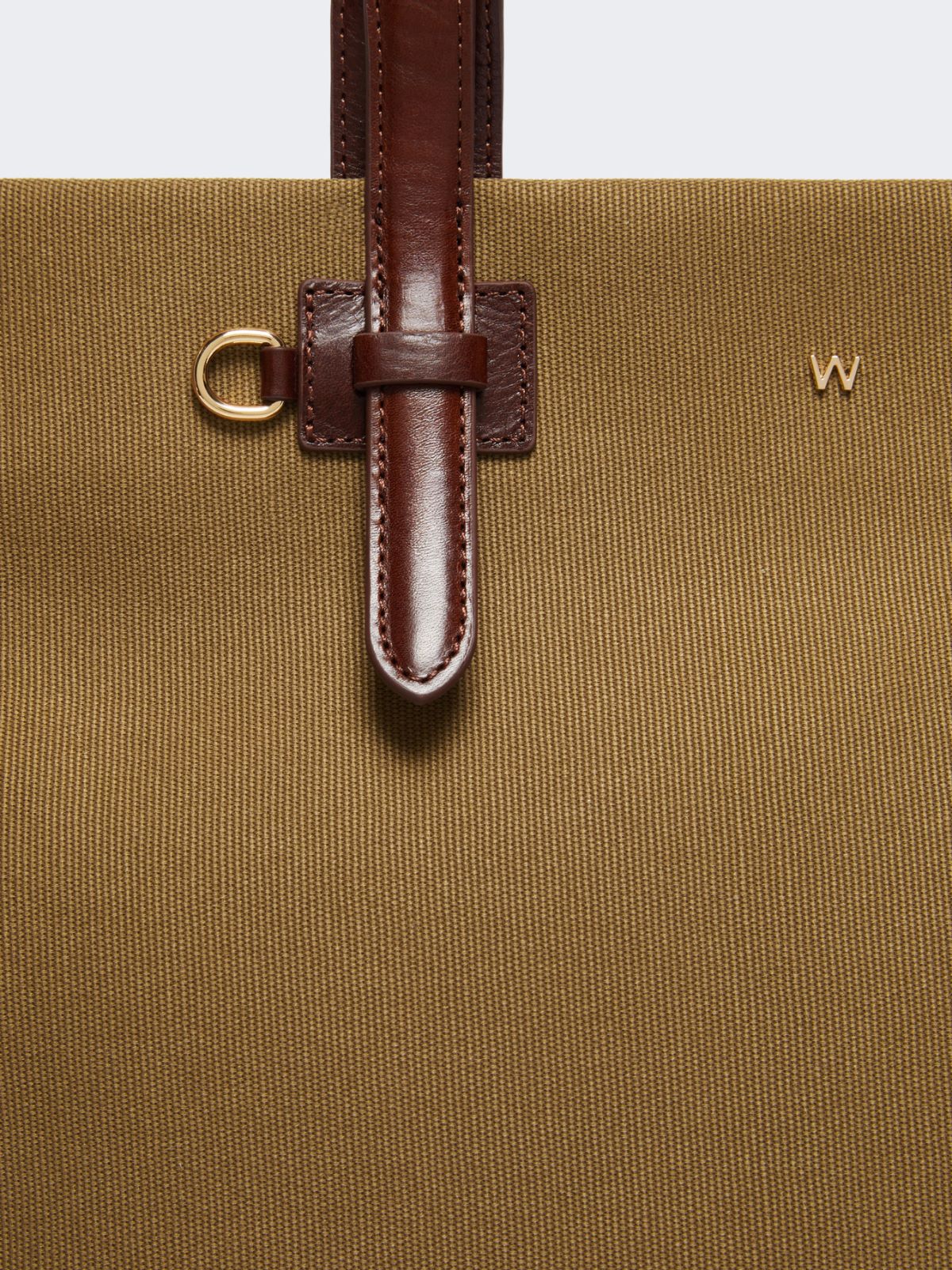Cotton and leather shopping tote, bronze | Weekend Max Mara