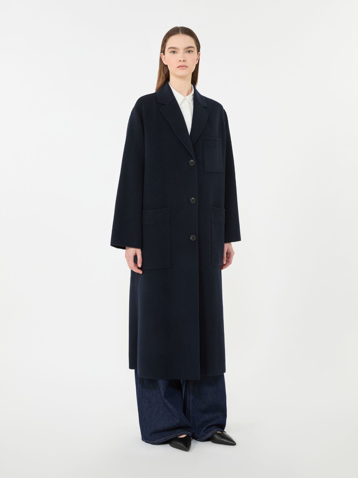 Double-faced wool-blend coat, navy | Weekend Max Mara