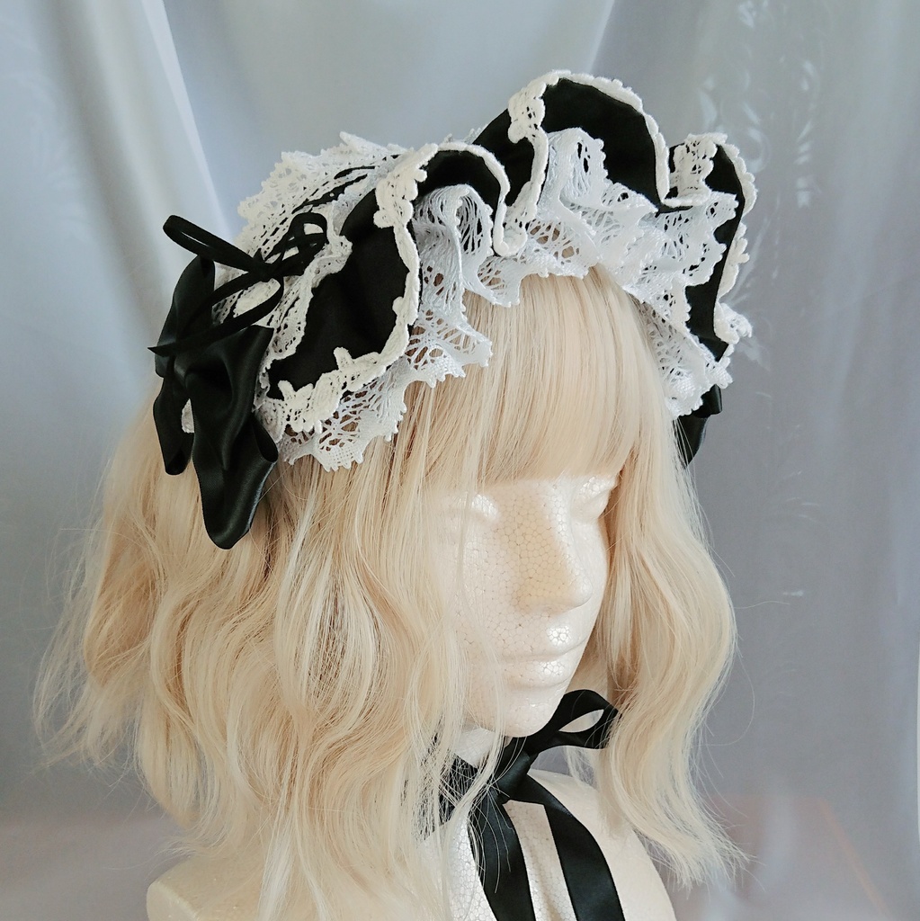 編み上げハーフボンネット風ヘッドドレス - kurotoiro - BOOTH