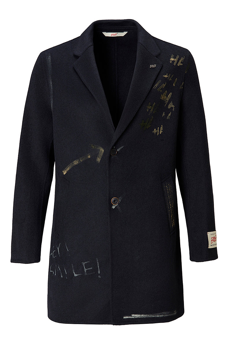 OPEN ハンドペイントデザインチェスターコート / COL：NOTTE ネイビー